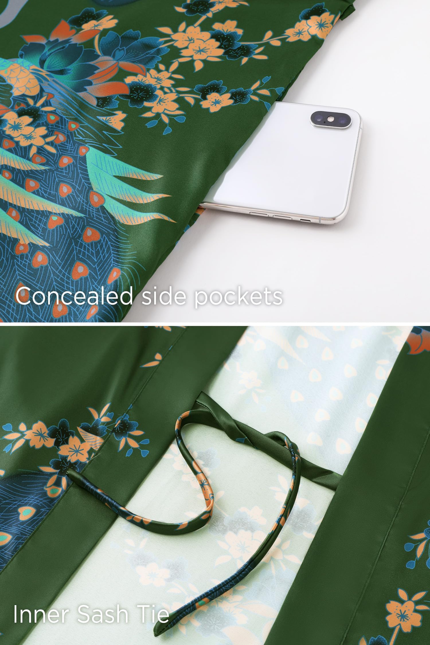 Babyond - Accappatoio da Donna, Maxi, Lunghi, Kimono, da Spiaggia, Motivo Pavone, Stampa a Maglia, Kimono Champagne Taglia Unica