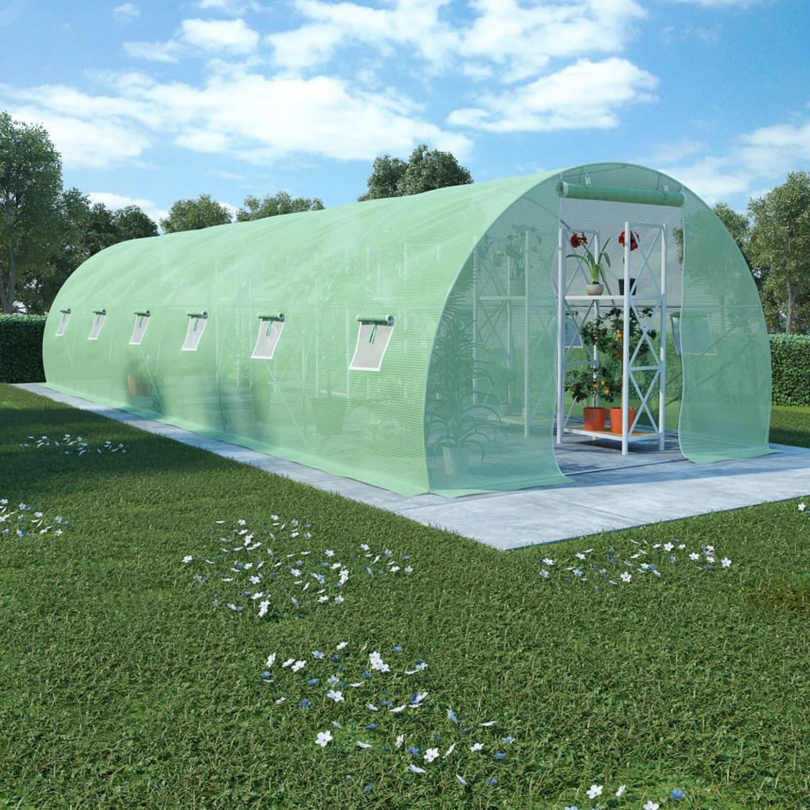 Serra 27m² 900x300x200 cm,Serra da Giardino a Tunnel,Serra Orto con Finestre Avvolgibili per Piante Verde e Frutto