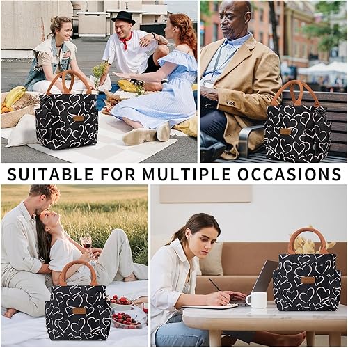 Miniatura 7 de Joymee Lonchera térmica para mujer, reutilizable, duradera, a prueba de fugas, grande, espaciosa, con soporte para botellas y bolsillos laterales