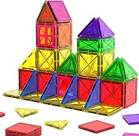 Crenova Mini Magnetic Tiles Building Blocks - Travel Toddler Toys Ages 3+ STEM Educational Sensory Play Preschool Set