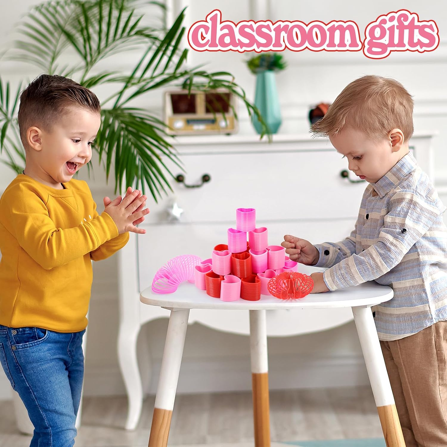 FOIMAS 30pcs Valentine's Day Party Favor Spring Coil Toy Heart Coil Spring Fidget Stress Toy for Valentine's Day Gift Exchange Classroom Game Prize