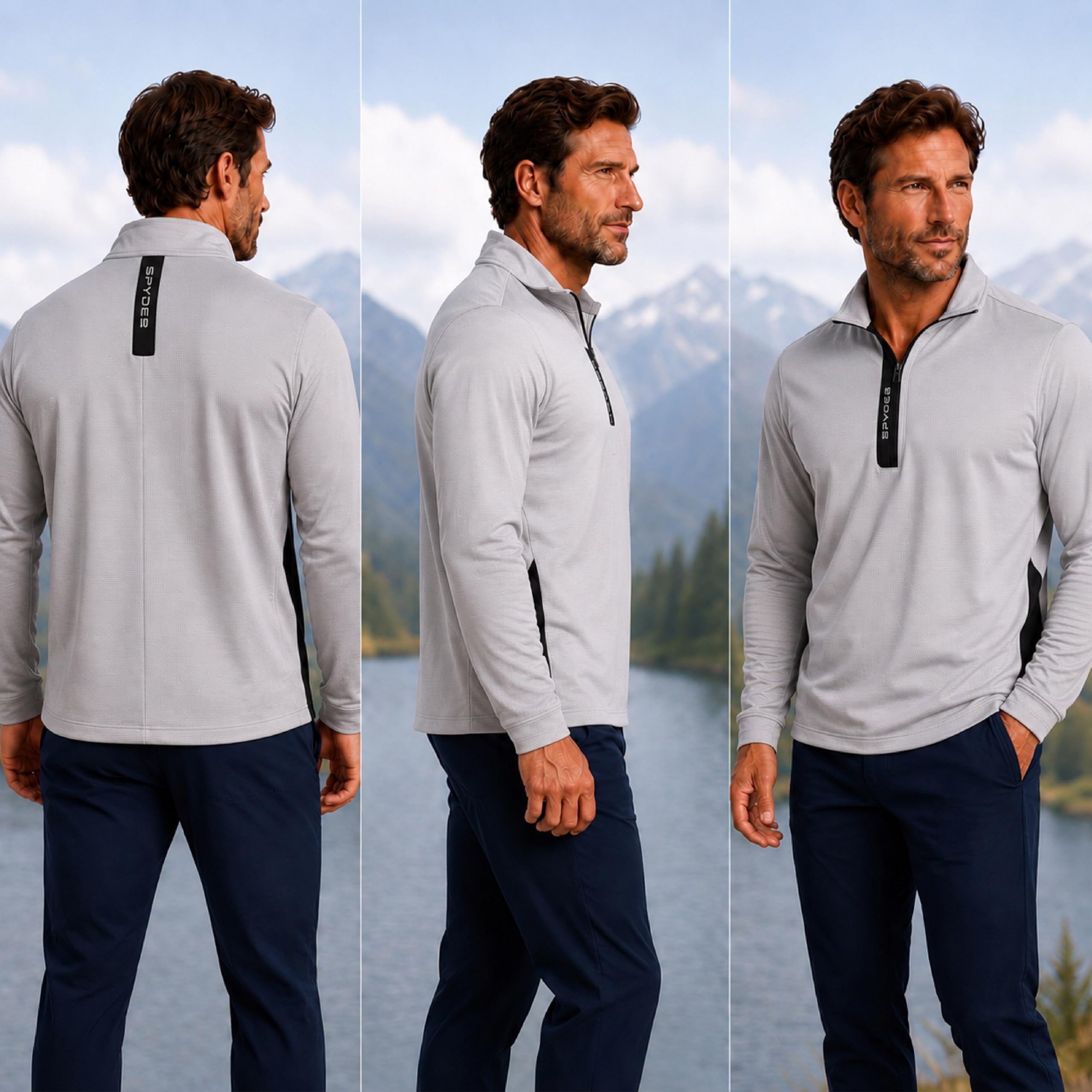 Spyder Męski sweter z zamkiem na ćwierć - lekki polar z zamkiem błyskawicznym na ćwierć męski sweter UPF 30 sportowa bluza odprowadzająca wilgoć