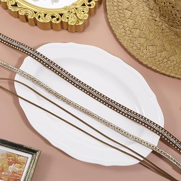 Rhinestone Hat Bands, 2 Pcs Cowgirl Hat Headband Adjustable Cowboy Hats Belt Western Style Hats Decorations Accessories for Women Girl Men Straw Hates Fedora Hates (Brown)