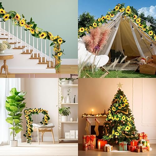 Miniatura 7 de Naidiler Guirnalda de girasol vibrante para decoración, 6.2 pies, bonita vid de girasol para boda, baby shower, fiesta de cumpleaños, decoración de