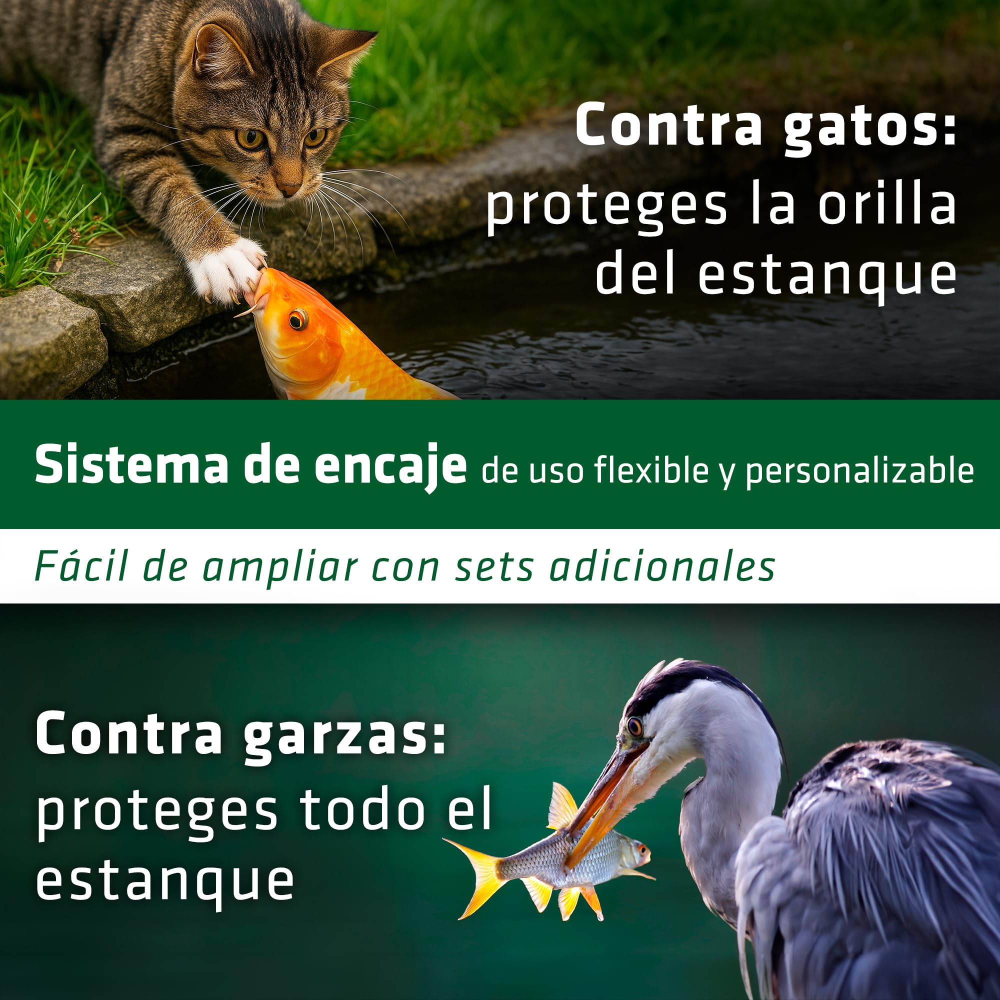 Gardigo® Malla Protectora para Estanque | Paquete con 40 Piezas | Red para Estanques Protección contra Pájaros Garzas Gorriones Gatos y Otros Animales