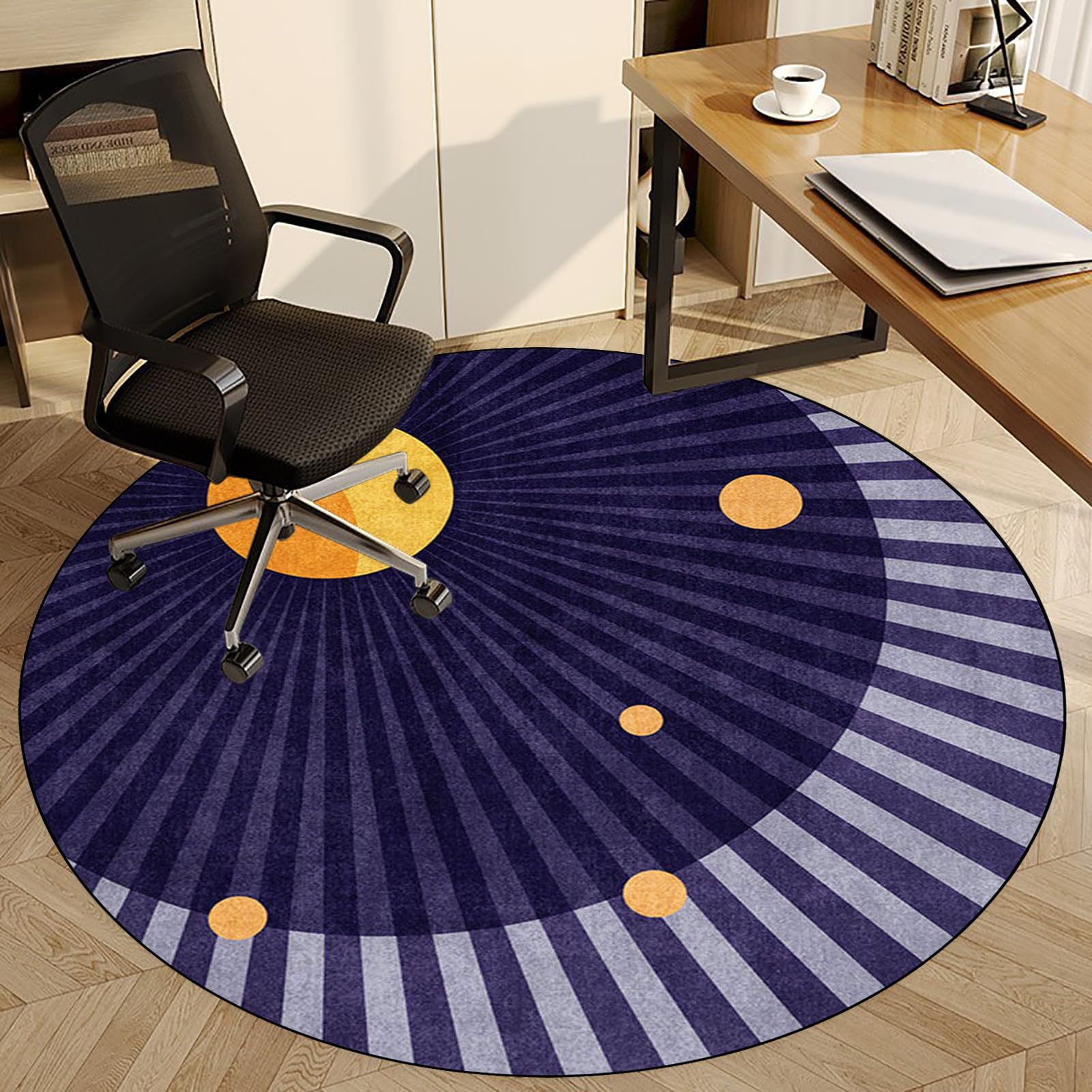 Fzamudng W1-293 Office Chair Mat For Carpet Floor | Round Gaming Chair Mat For Desks | Non-Slip Carpet Protector Chair Mat | 110 Cm Protects Floors For Low And No Pile Carpeted Floors