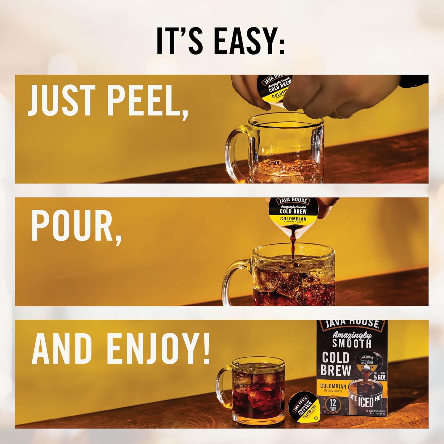 Java House Концентрат для кофе Cold Brew в жидких капсулах для одноразового использования — 1,35 унции жидкости в каждой (Сумтра, 6 шт.)
