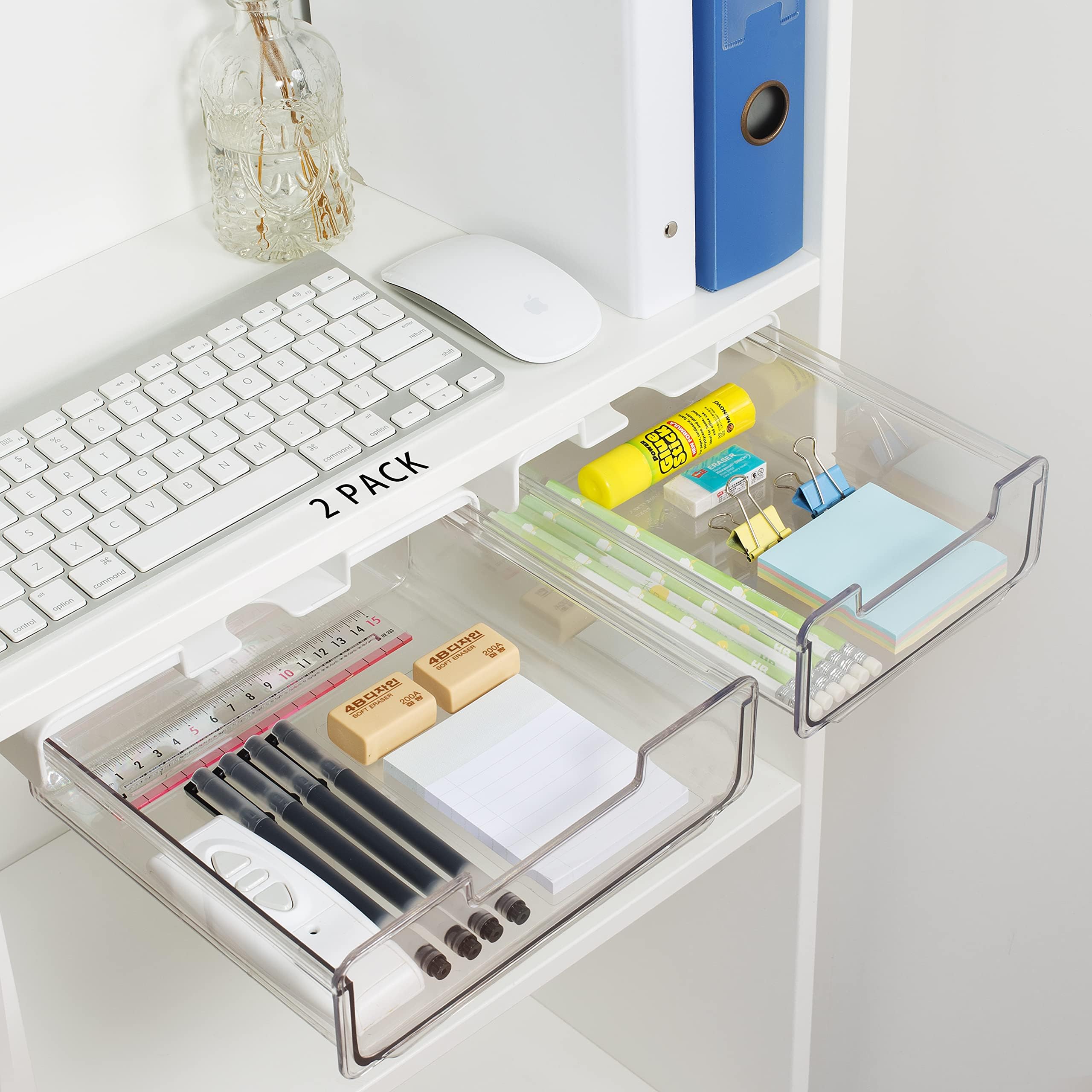 Amazon.com: SMAREMP 2 Pack Under Desk Organizer and Storage Drawers ...