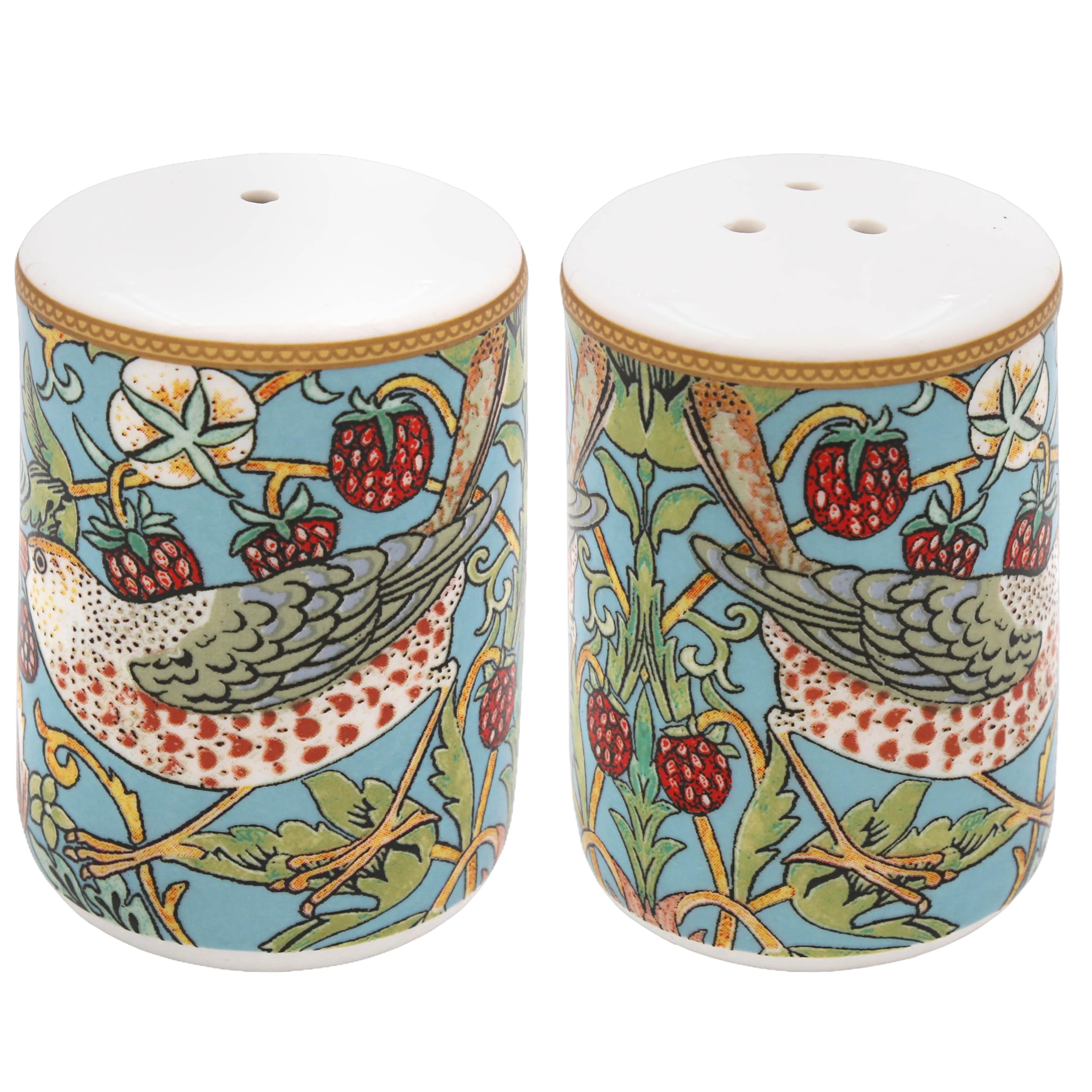 Salt & Pepper Shakers Ceramic W. Morris Strawberry Thief Condiment Pot Cruet 2Pc from B&Q