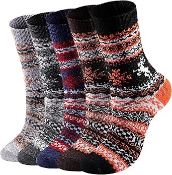 Wool Socks for Women - Womens Winter Sock for Womens Warm Thick Knit Wool Soft Vintage Casual Crew Socks