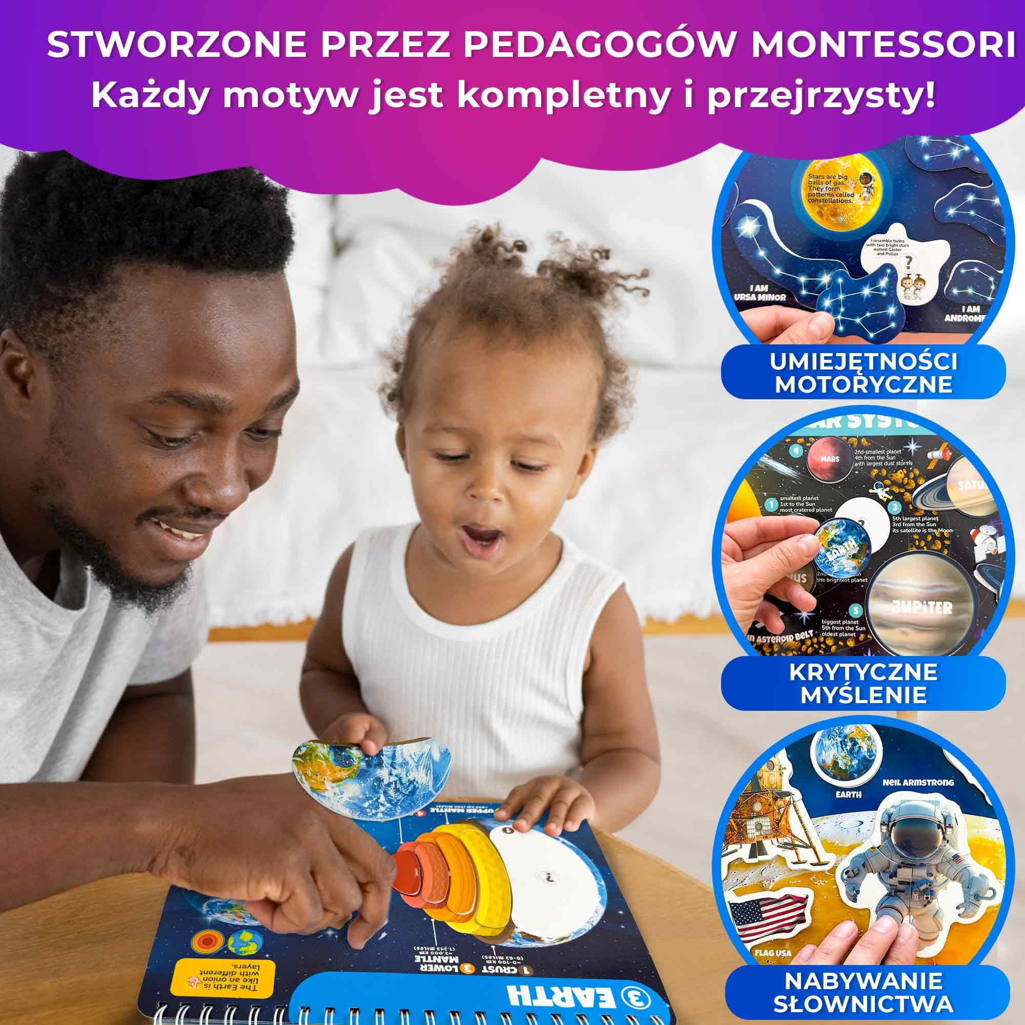 QUOKKA Zabawki Montessori Od 3 Do 4 Lat - Wersja Angielska – Książki Edukacyjne Dla Dzieci Od 3 Lat – 15 Aktywności Edukacyjnych Na Temat Układu Słonecznego – Aktywności W Podróży Samochodem