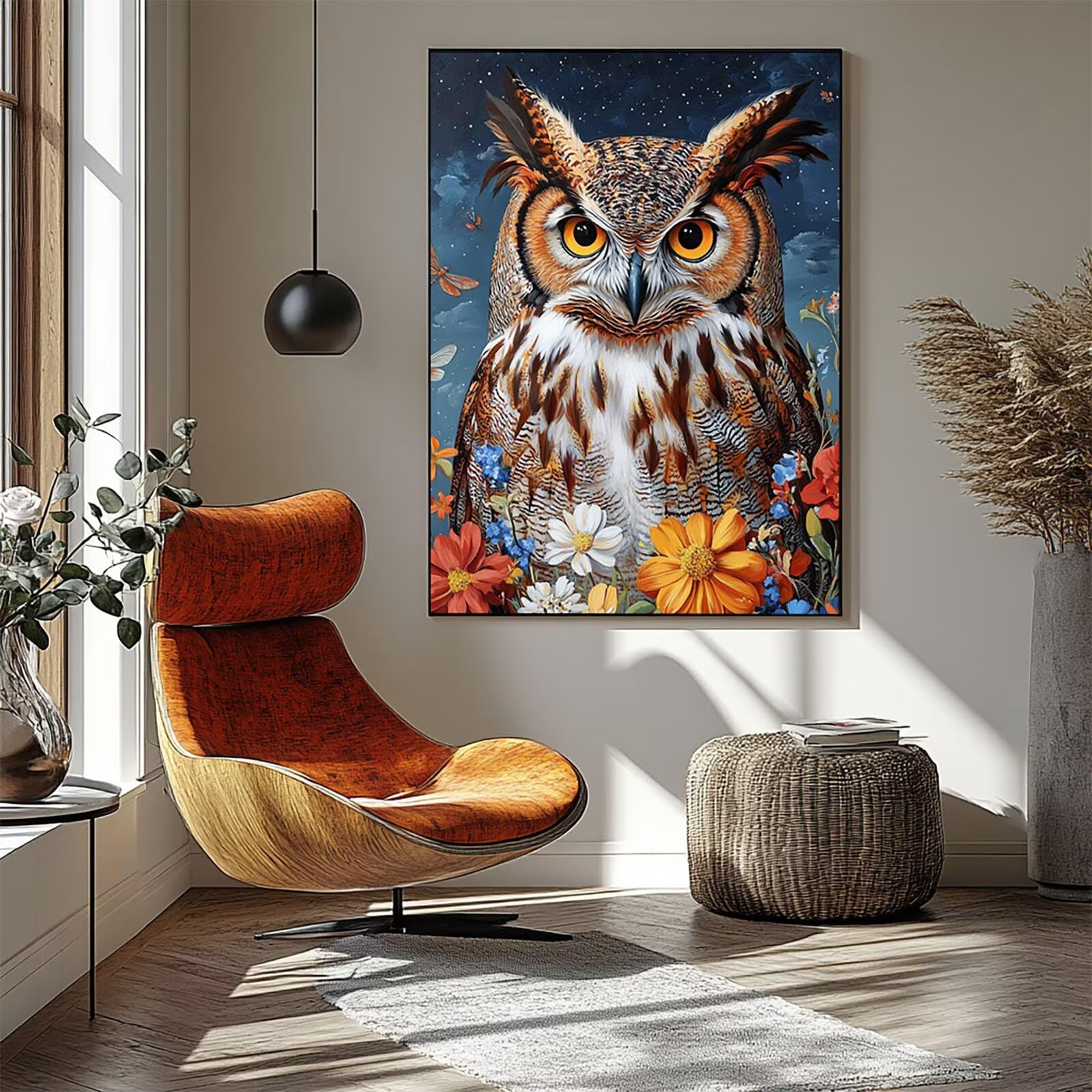 Sowa Malarstwo Numery Dorosły Kwiat Malarstwo Numery Dzieci 80x110 cm, Aktywność Ręczna Dorosły Malarstwo według numerów Wodoodporna Przejrzystość Kolor Płótno 36 Kolory Akrylowa Farba i Pędzel