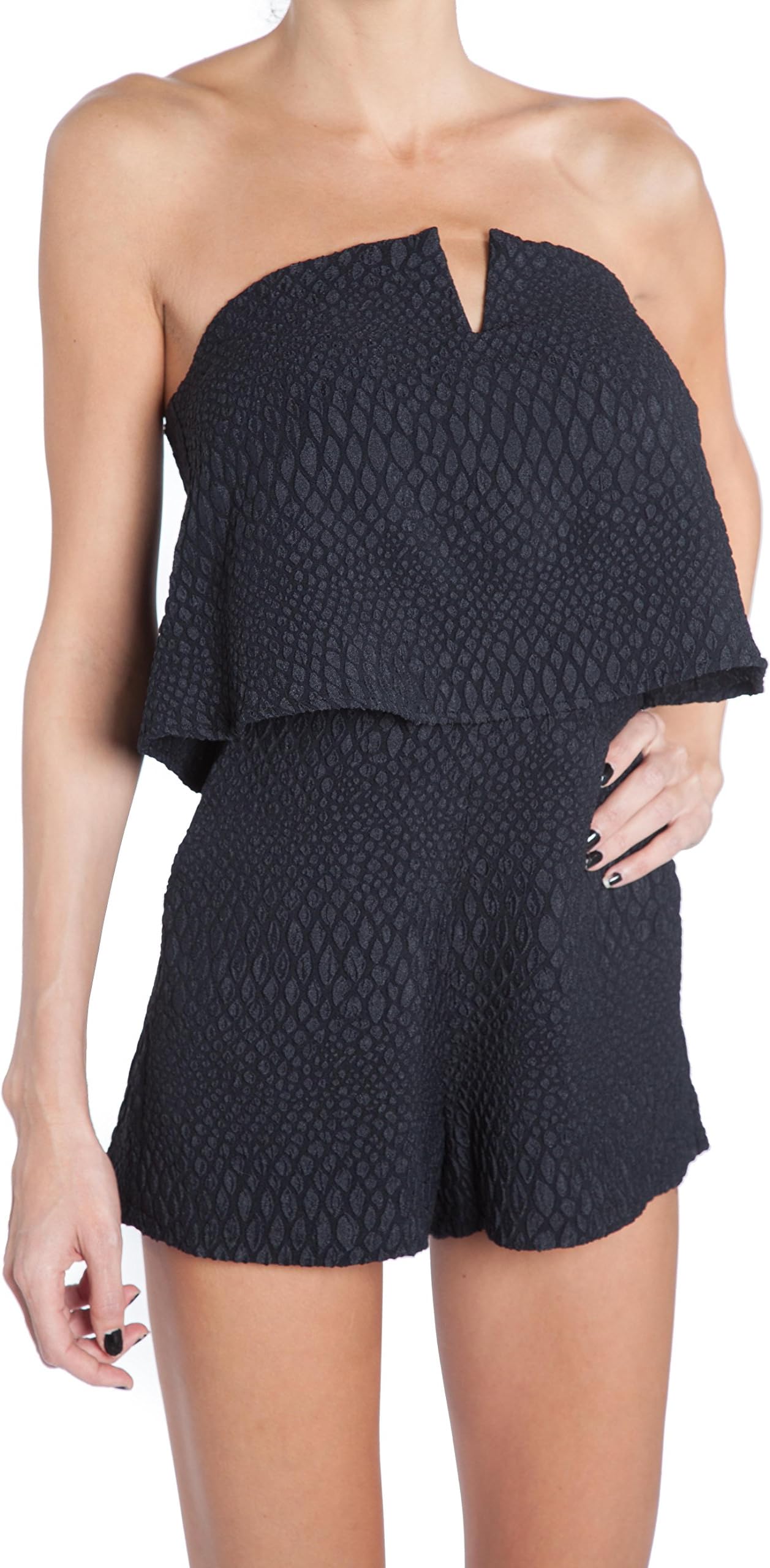 shopatniche Strapless Black Reptile Romper by Necessary Objects