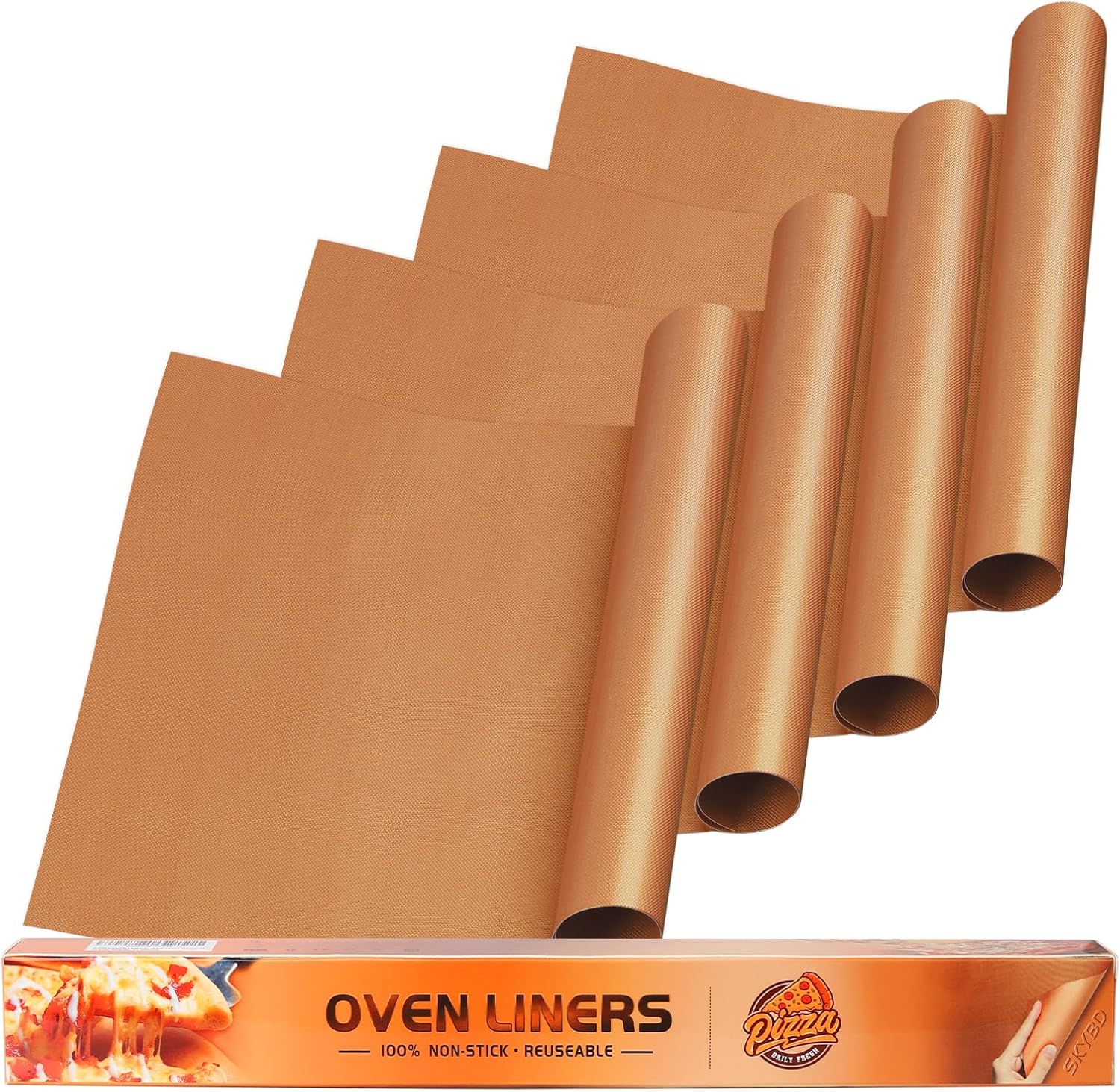 4 Pack Large Copper Oven Liners for Bottom of Electric Gas