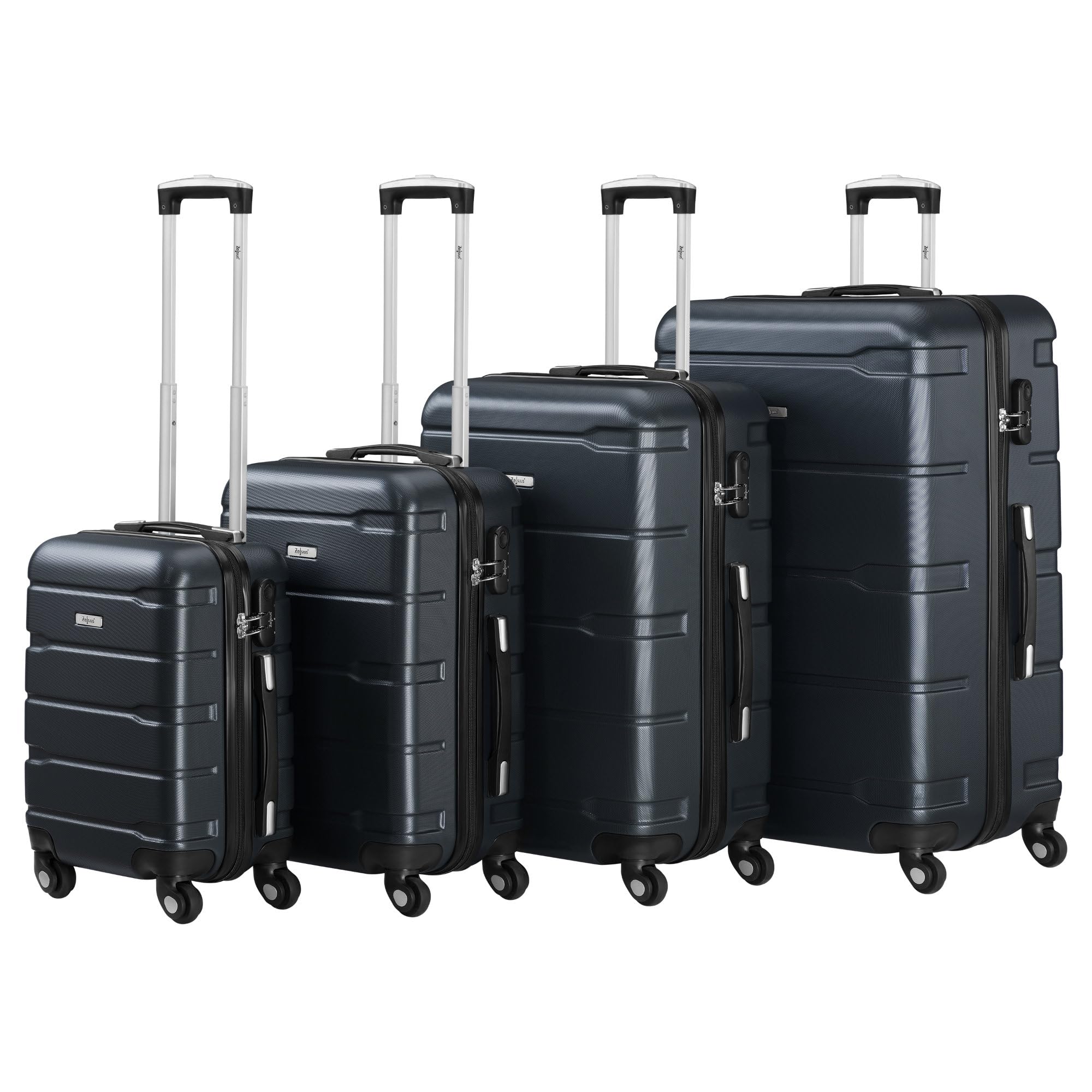 Zelsius Koffer Set 4 Stück, Anthrazit | ABS Hartschalenkoffer mit Zahlenschloss, 4 Rollen und Innen Trennwand | Hartschalenkoffer Set 4 teilig, Trolley, Koffer Groß, Luggage Set, Handgepäckkoffer