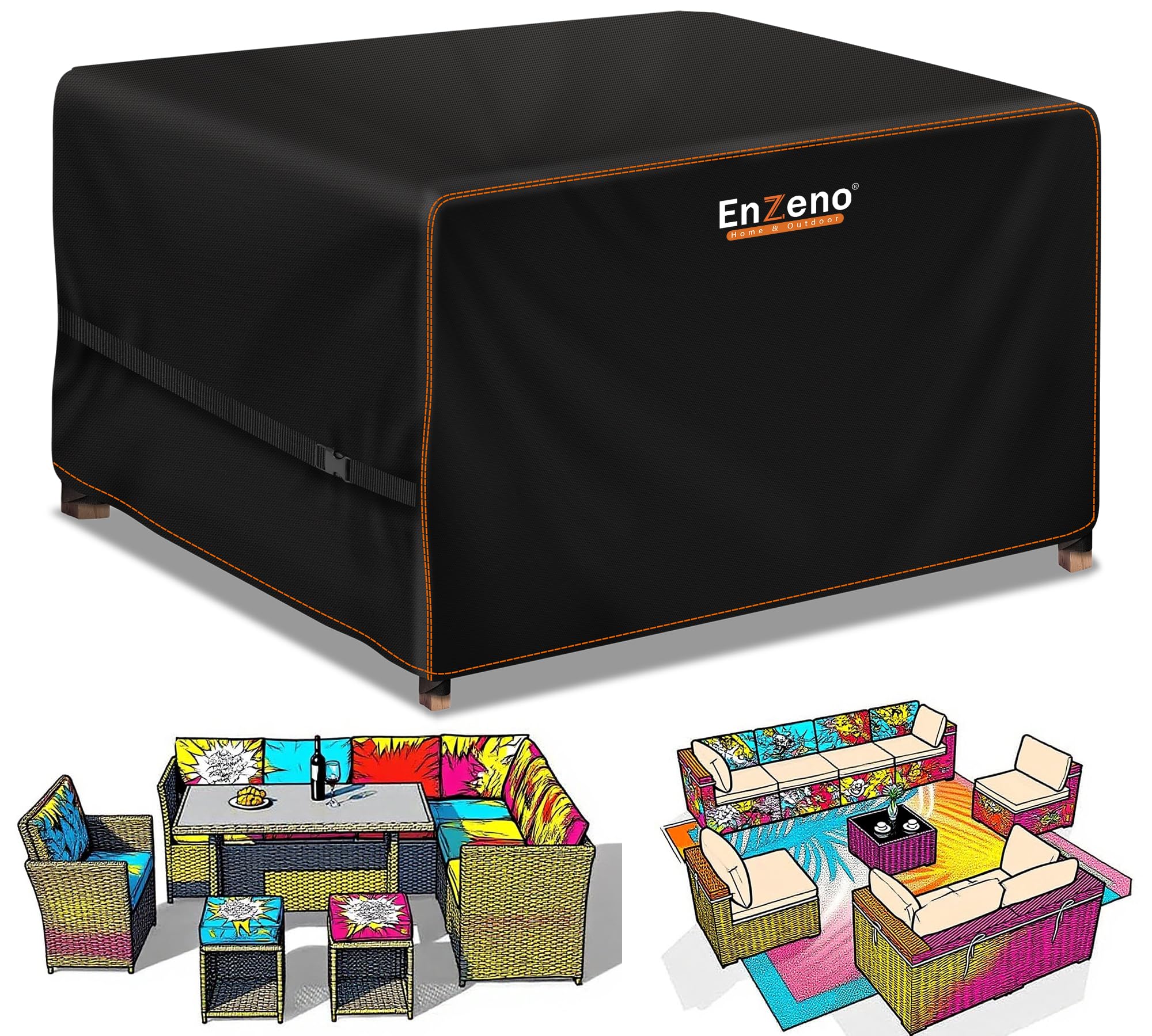 Enzeno Outdoor Garden Furniture Covers - Waterproof with Air Vent, Patio Table and Chair Set Cover, Heavy Duty Oxford Fabric 200X160X74cm — view 23