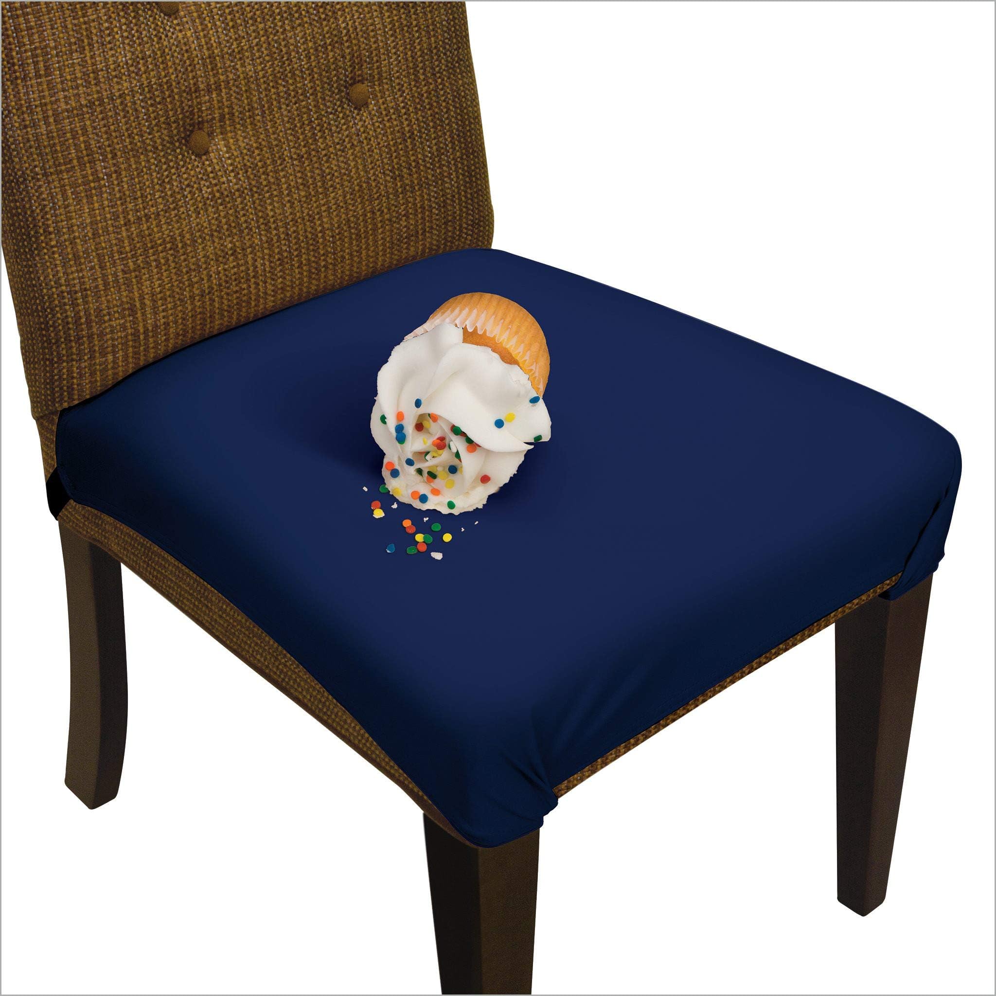 SmartSeat Dining Chair Cover and Protector - Pack of 6 - Removable, Waterproof, Machine Washable, Stain Resistant, Soft, Comfortable Fabric for Kids, Pets, Entertaining, Eldercare (Midnight Navy Blue)