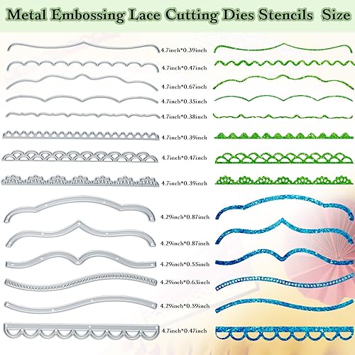 Miniatura 2 de Patelai 19 piezas troqueladas para hacer tarjetas, encaje de metal, álbumes de recortes, recortes, bordes, plantillas en relieve para manualidades,