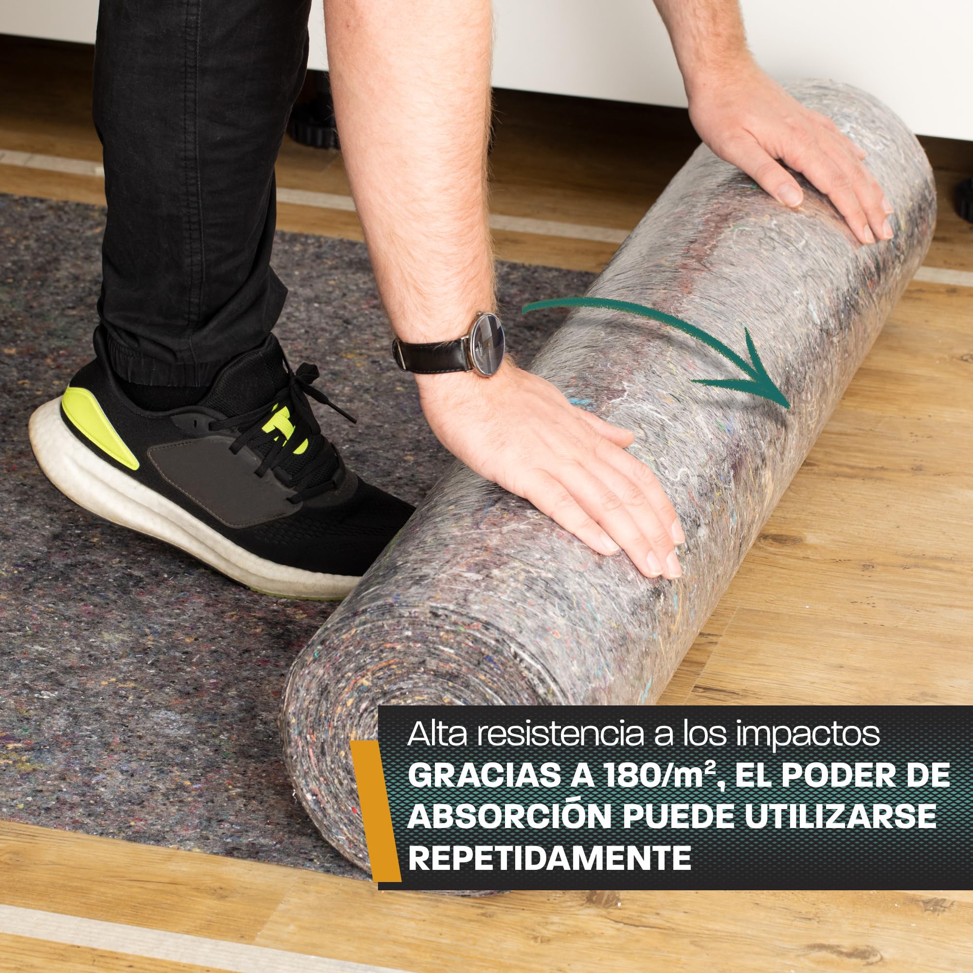 Hinrichs Moqueta Pintor 50 m 180g/m² - Manta Pintor Suelo - Manta Mudanza para Suelo con Capa Antideslizante de PE- Plastico Pintor para Pintores y Trabajos de Bricolaje en Casa