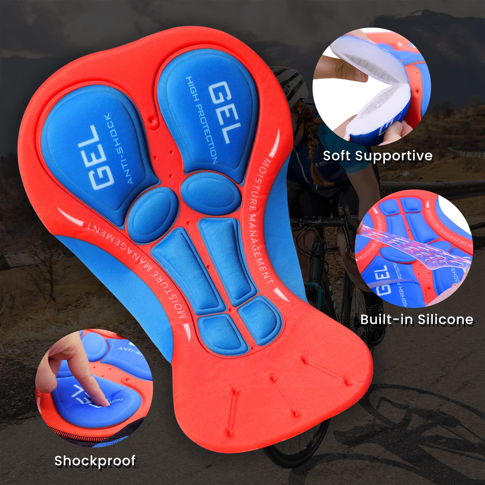 sous-vêtement Cyclisme Femme Rembourré Gel 5D, Culotte Vélo Respirante Short Intérieur VTT Anti-Frottement pour Confort