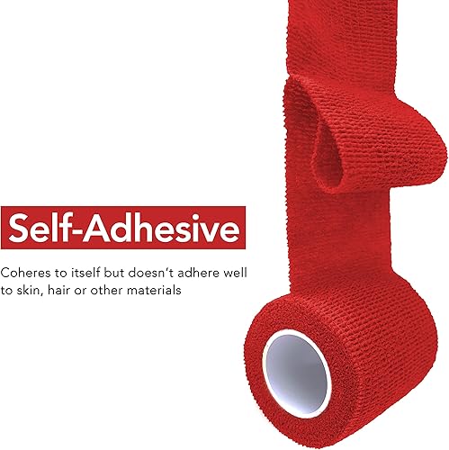 Miniatura 2 de Vendaje cohesivo de 2 pulgadas x 5 yardas, 6 rollos, cinta médica autoadhesiva, flexible, transpirable, gasa de primeros auxilios, ideal para