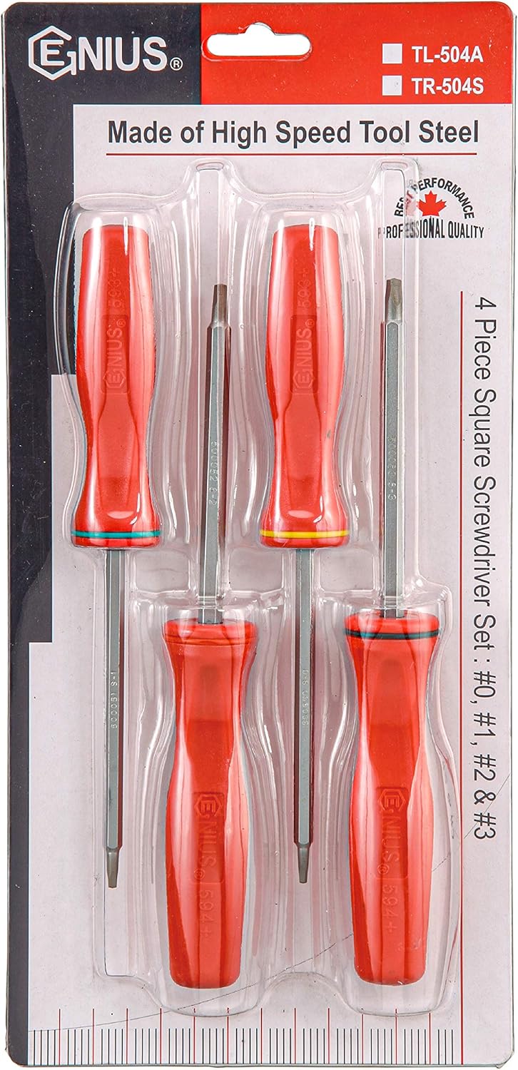 Genius Tools 4 Piece Square Screwdriver Set TL-504A