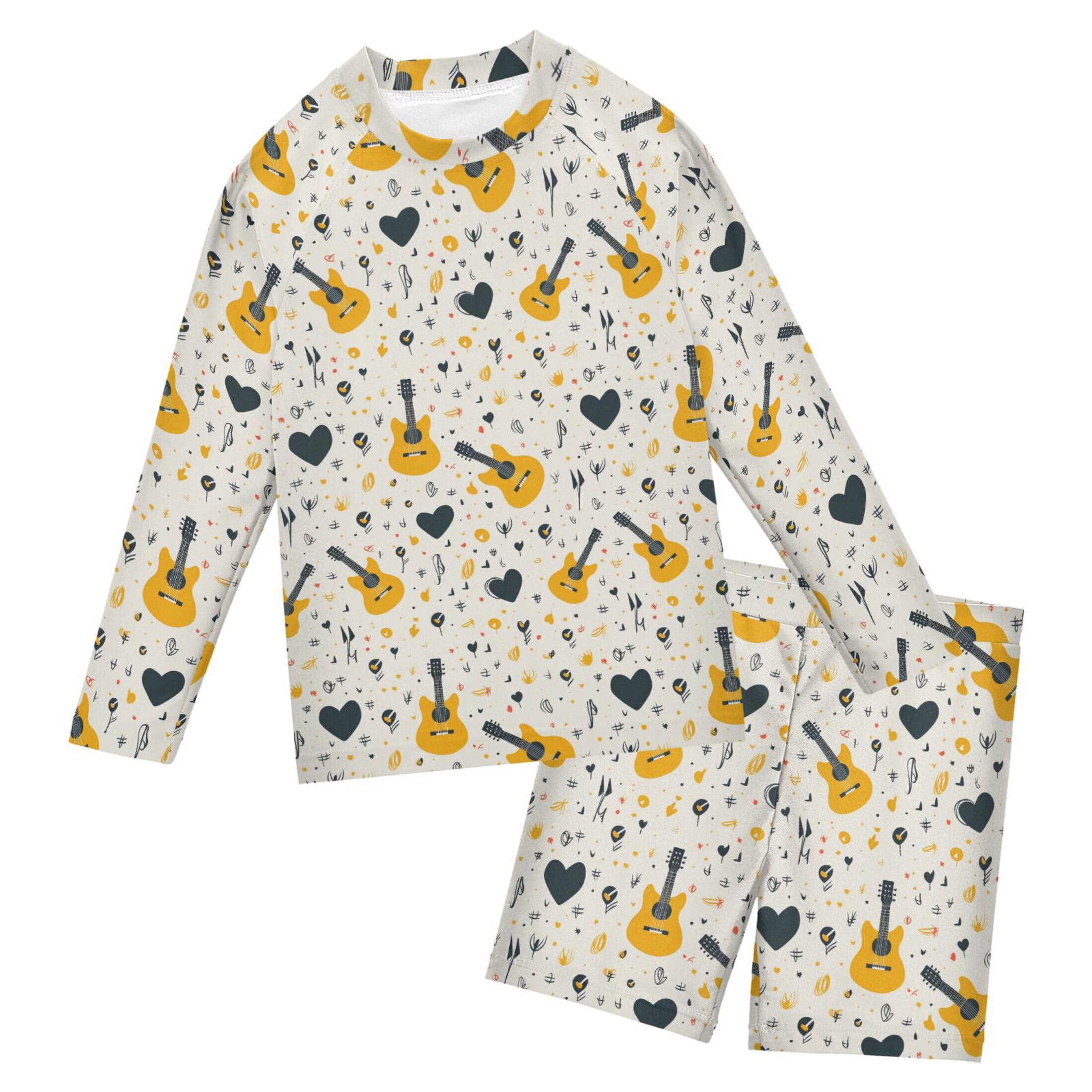 Guitar Music Baby Boys' Toddler Long Sleeved Rashguard Swim Bathing Suit Set B0402454