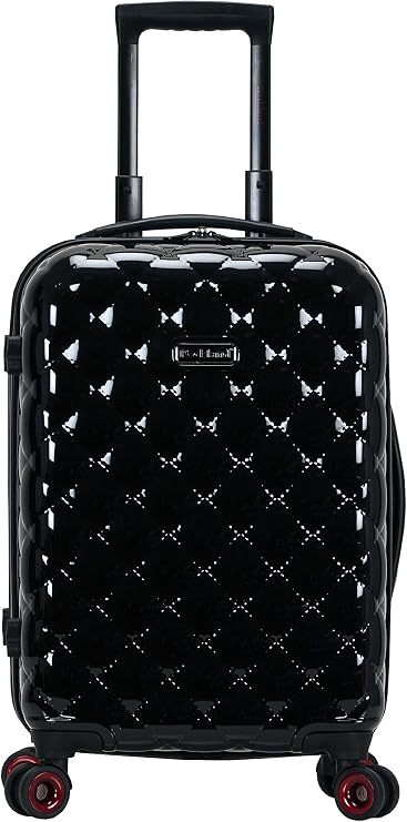 Rockland Quilt Hardside 3 Piece Spinner Wheel Luggage Set, Black, 3-Piece Set, (20/24/28), Black