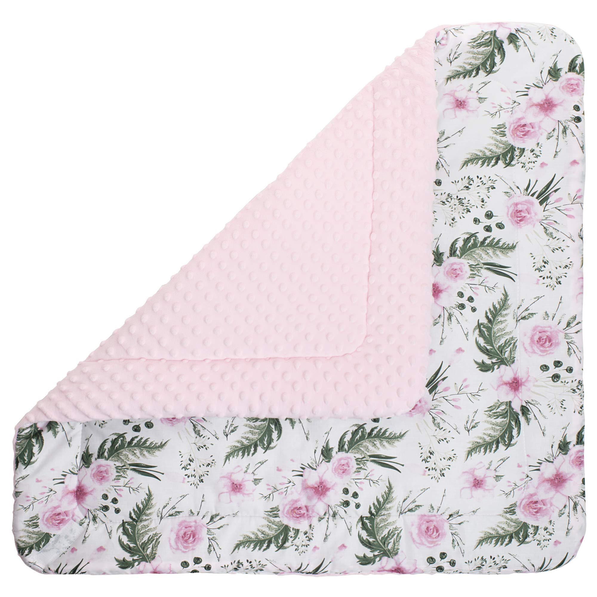 Medi Partners Saco de Dormir recién Nacido Minky 100% Algodón 75x75cm Todo el año Croissant para niños Multifuncional Antialérgico (Flores con Rosa Claro Minky)