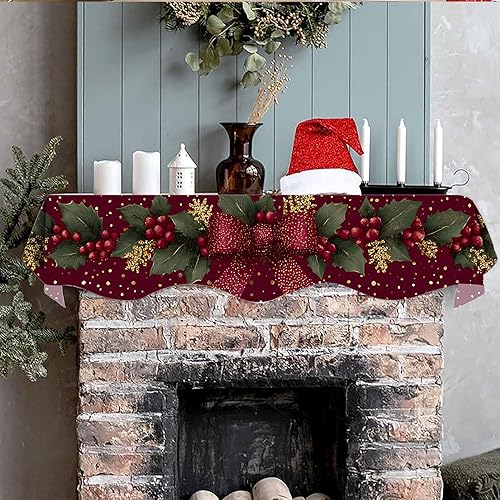 Miniatura 3 de NYZE Bufanda de mantel de Navidad de 70 x 17 pulgadas, para chimenea, bufanda, decoración para Navidad, chimenea, bufanda, estante, corredor,