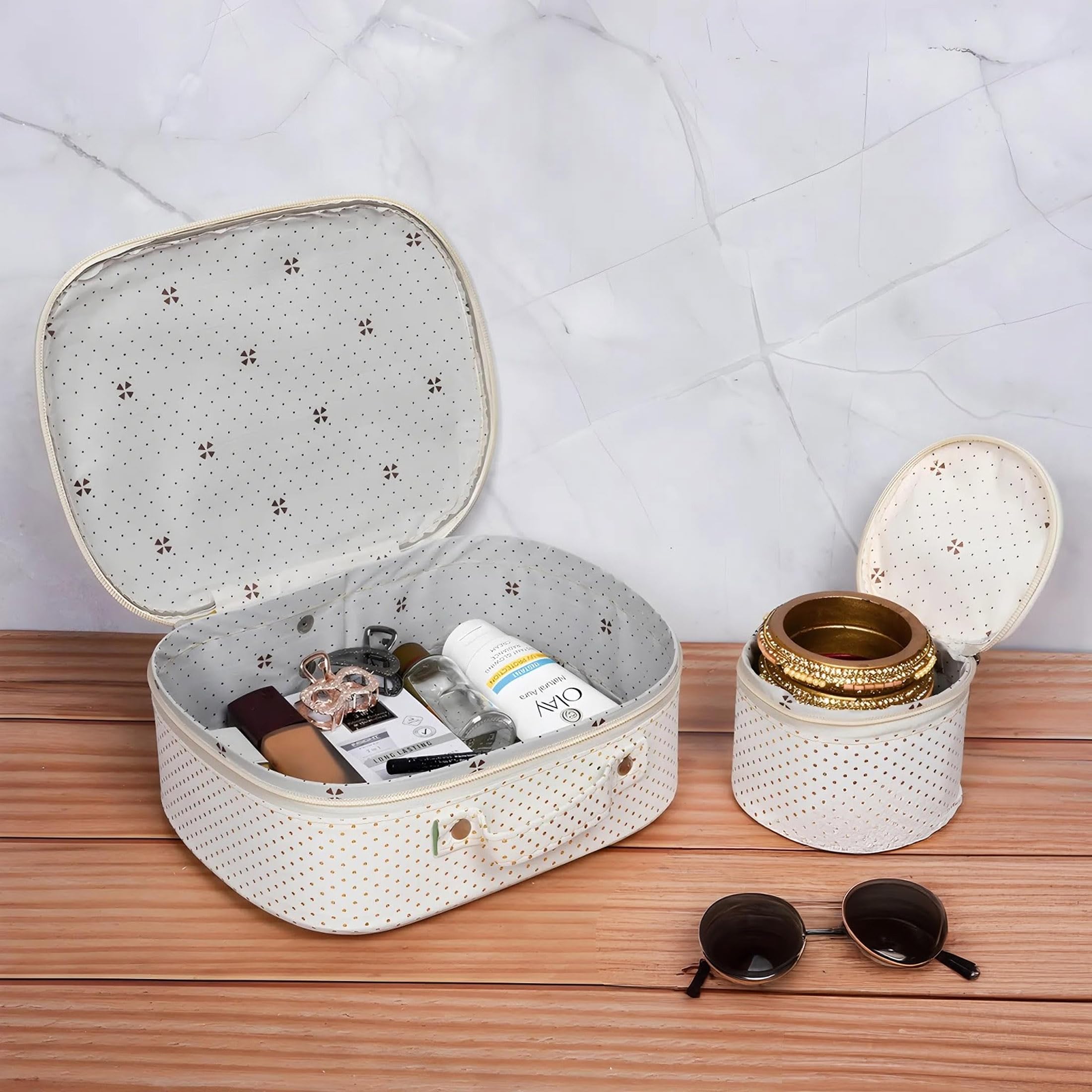 Kit De Rangement Bijoux Kuber Industries - 5 Pochettes En Cuir Souple - Organisateur Colliers, Bagues, Boucles D'Oreilles - Voyage Ou Maison