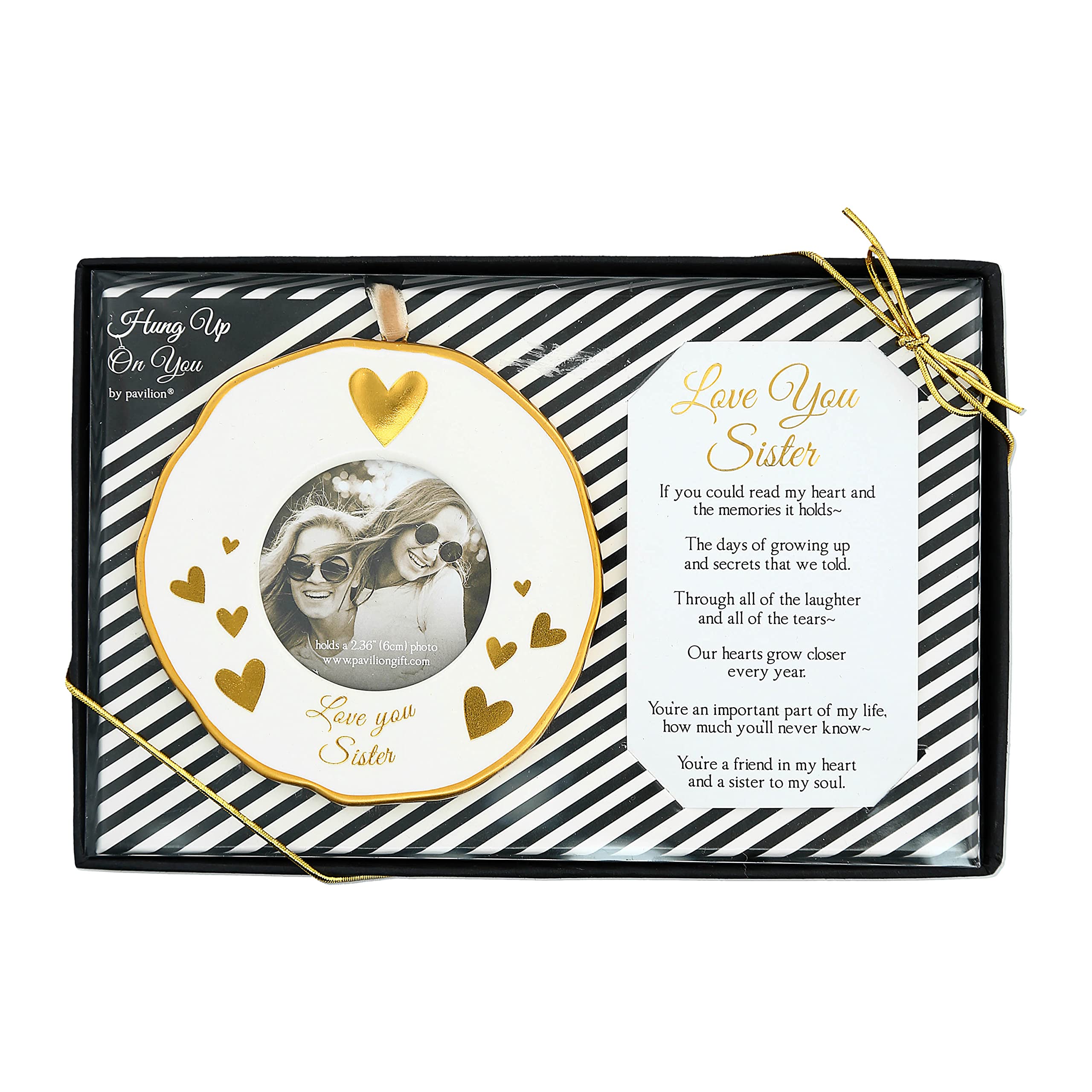 Porte-photo rond doré et blanc de 10,2 cm avec sa carte souvenir