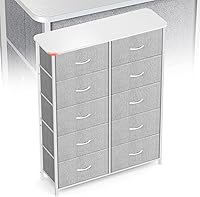 Vista 40 de Cómoda de perfil curvado para dormitorio, cómoda de 4 cajones de tela con parte superior de madera impermeable, cajonera para pasillo, sala