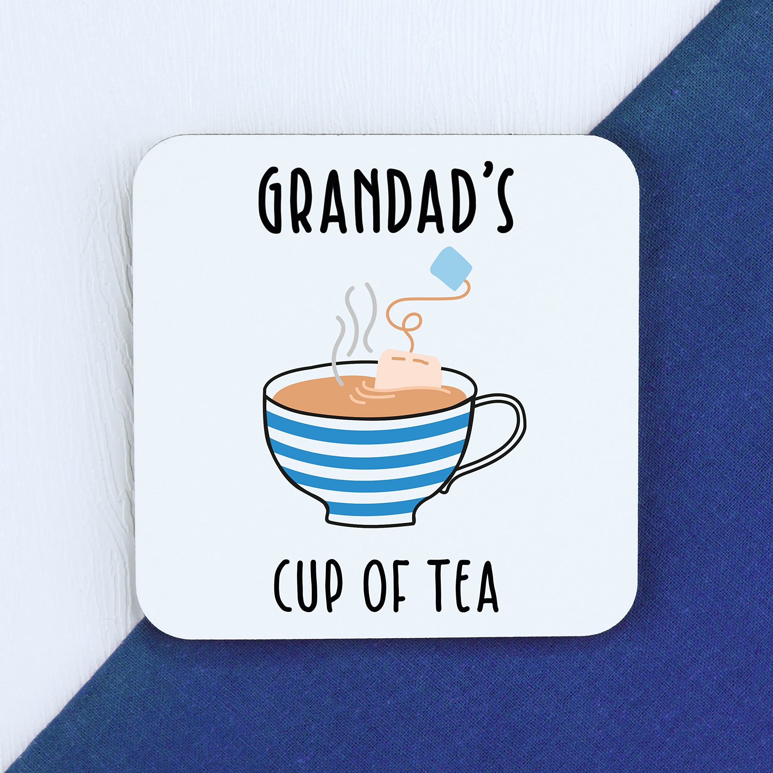 eBuyGB Personalised Grandad's Cup Of Tea Coaster, Drinks Mat, Father's Day, Birthday Gift for Grandpa, Dad