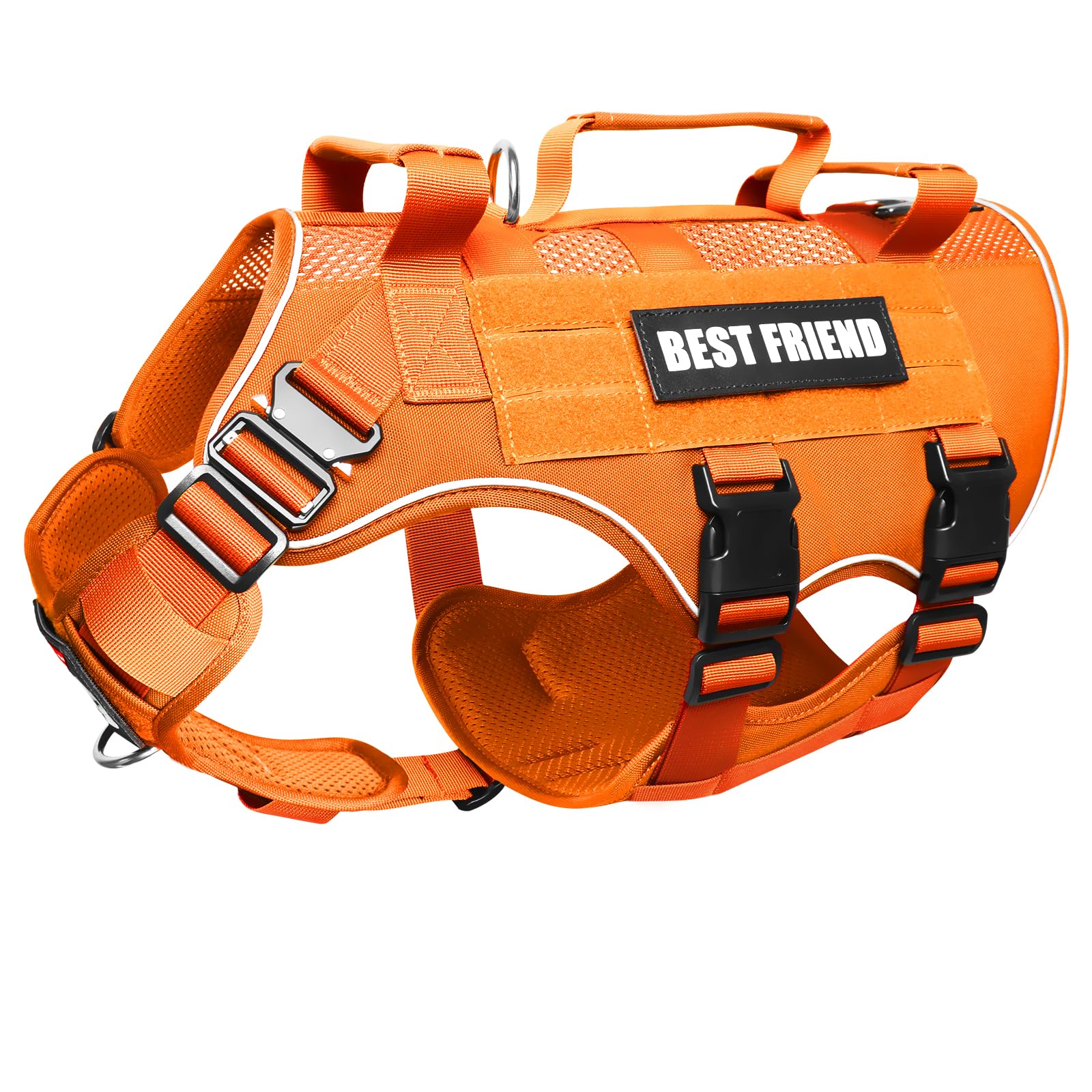 Pettorina tattica per cani di grossa taglia con fibbie in metallo, gilet per cani di servizio in rete traspirante, imbracatura militare Molle con 3 manici resistenti, per allenamento