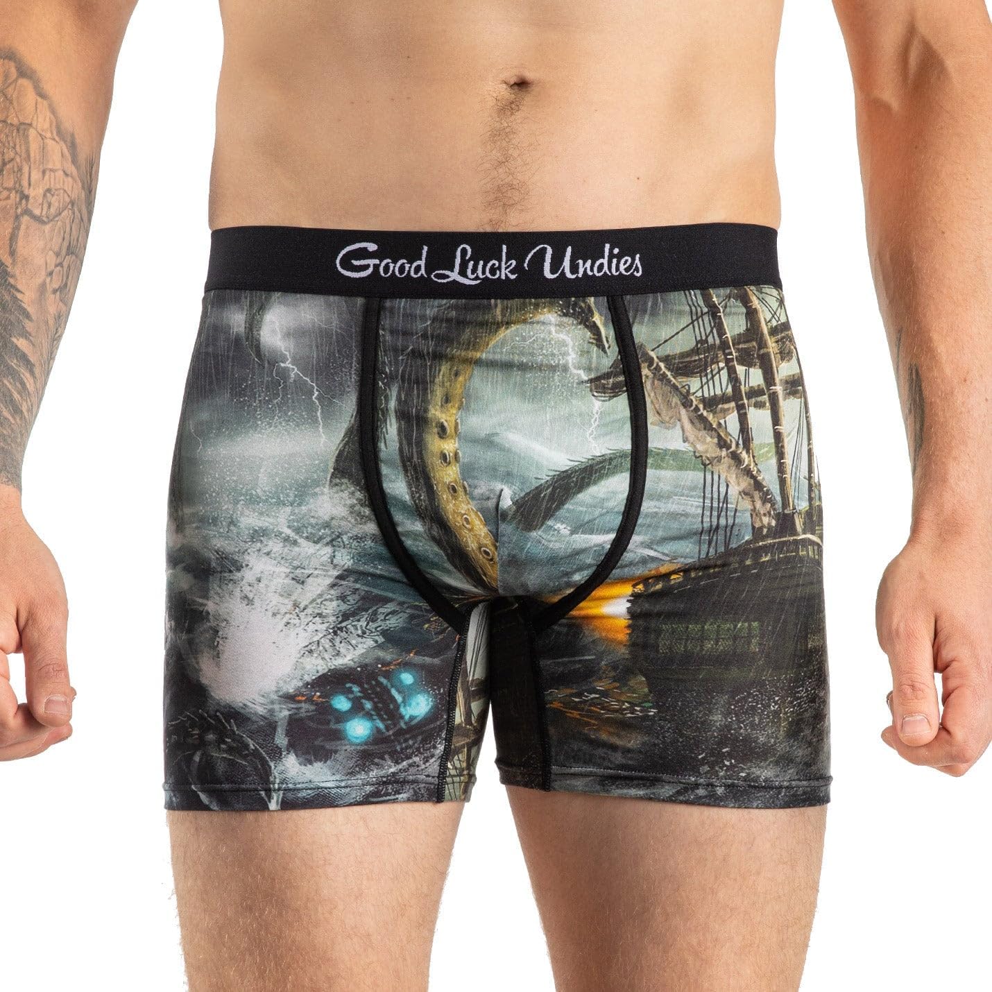 Good Luck Undies Men's Fish and Ocean Animal Boxer Brief Underwear - Image 3