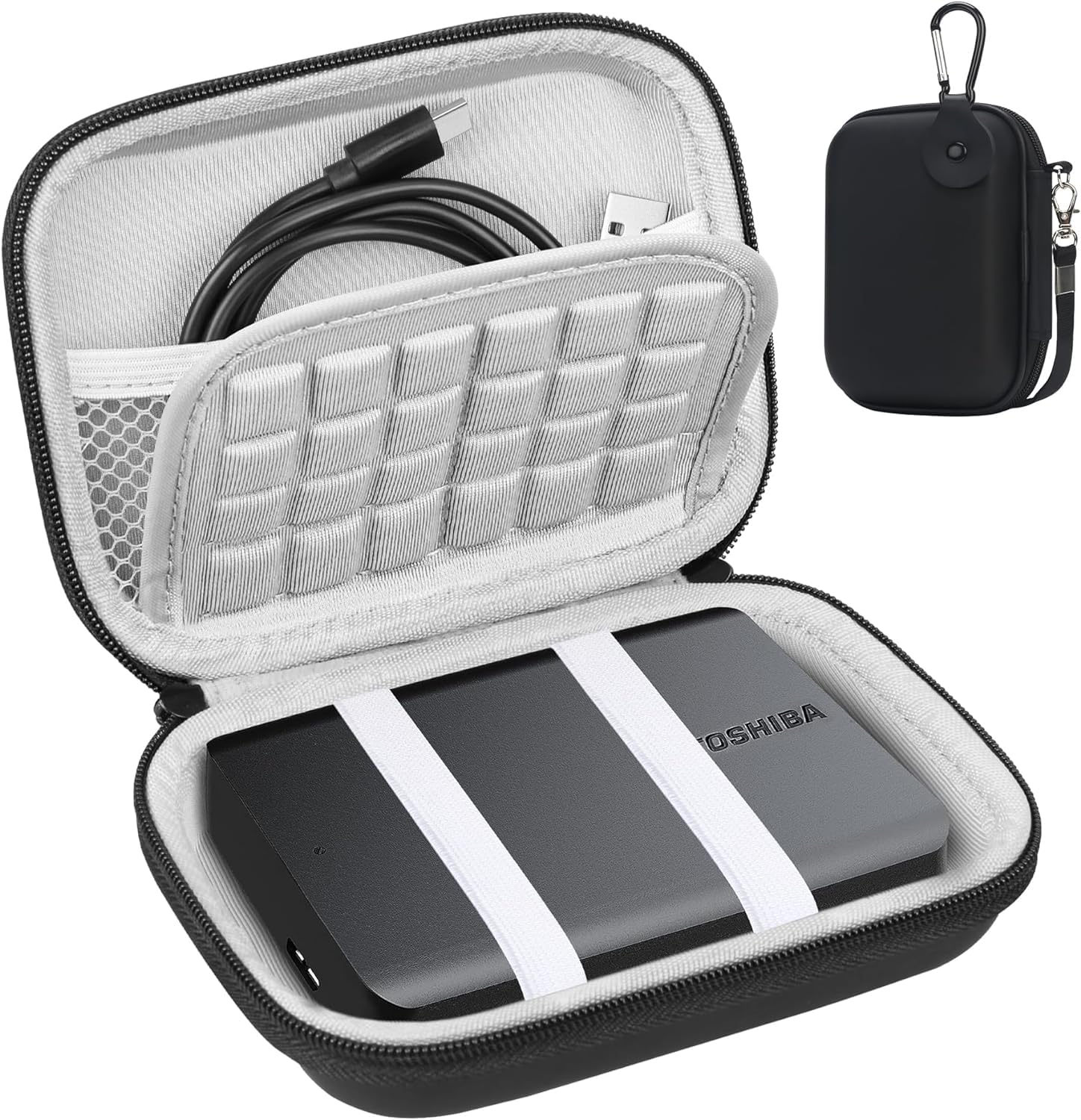 M.G.R.J® Hard Drive Carrying Case for Toshiba Canvio Basics/Canvio Flex/Canvio Advance/Canvio Gaming/Canvio Ready Portable External Hard Drive 1TB 2TB 3TB 4TB HDD Shockproof Travel Bag (Black-Grey) (B0D3596MZF) Amazon Price History, Amazon Price Tracker