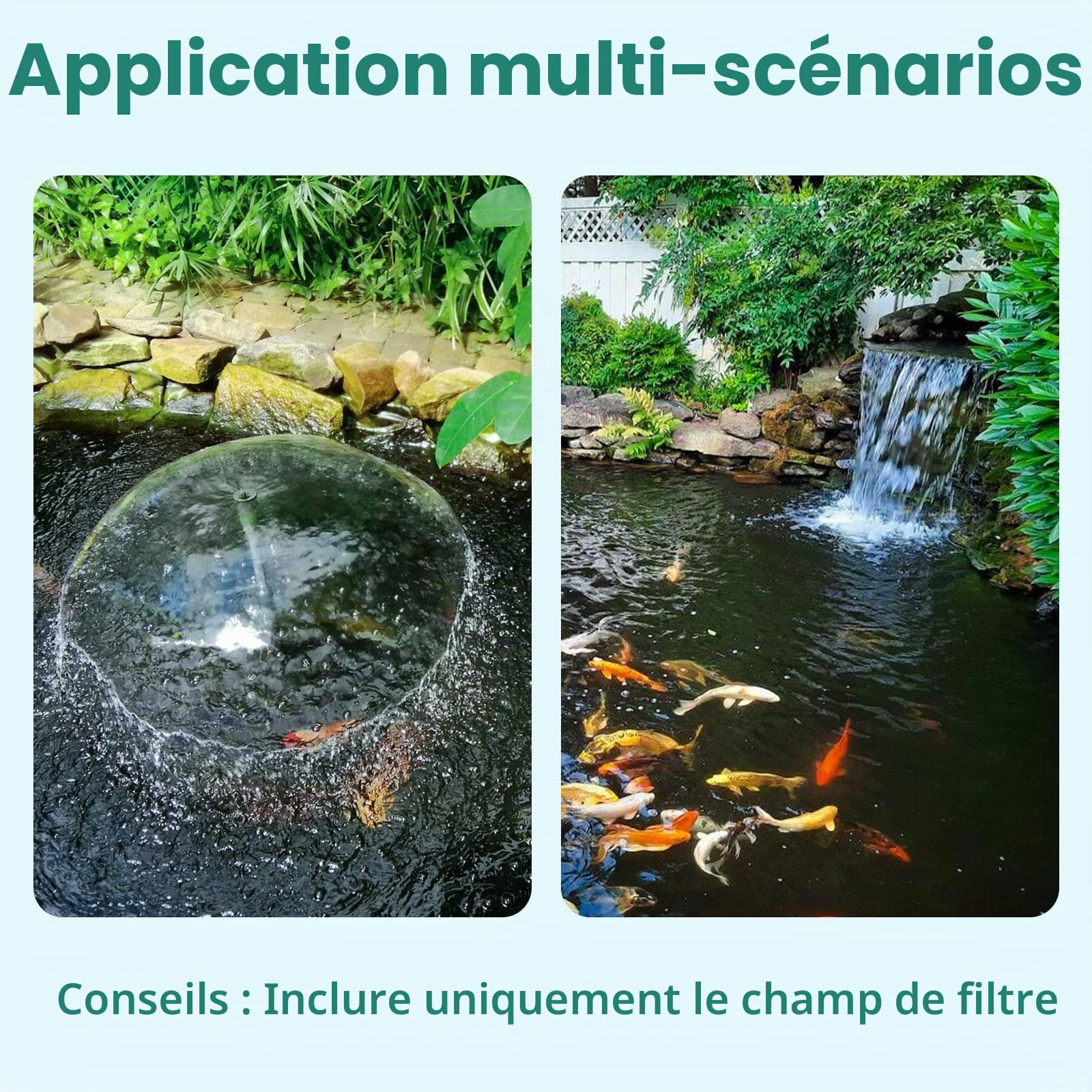 Biling Kit complet de filtre de bassin, utilisé avec pompe de bassin solaire, filtre de bassin cascade, système de filtration biologique sert à protéger les pompes à eau et les étangs clairs en