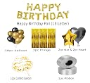 Smartz Minds Golden & Black Birthday Decoration kit Happy Birthday Foil Golden Color with Golden & Black Balloon, Confetti Balloon, Fringe, Star & Heart foil Balloon for Birthday Decoration gallery image
