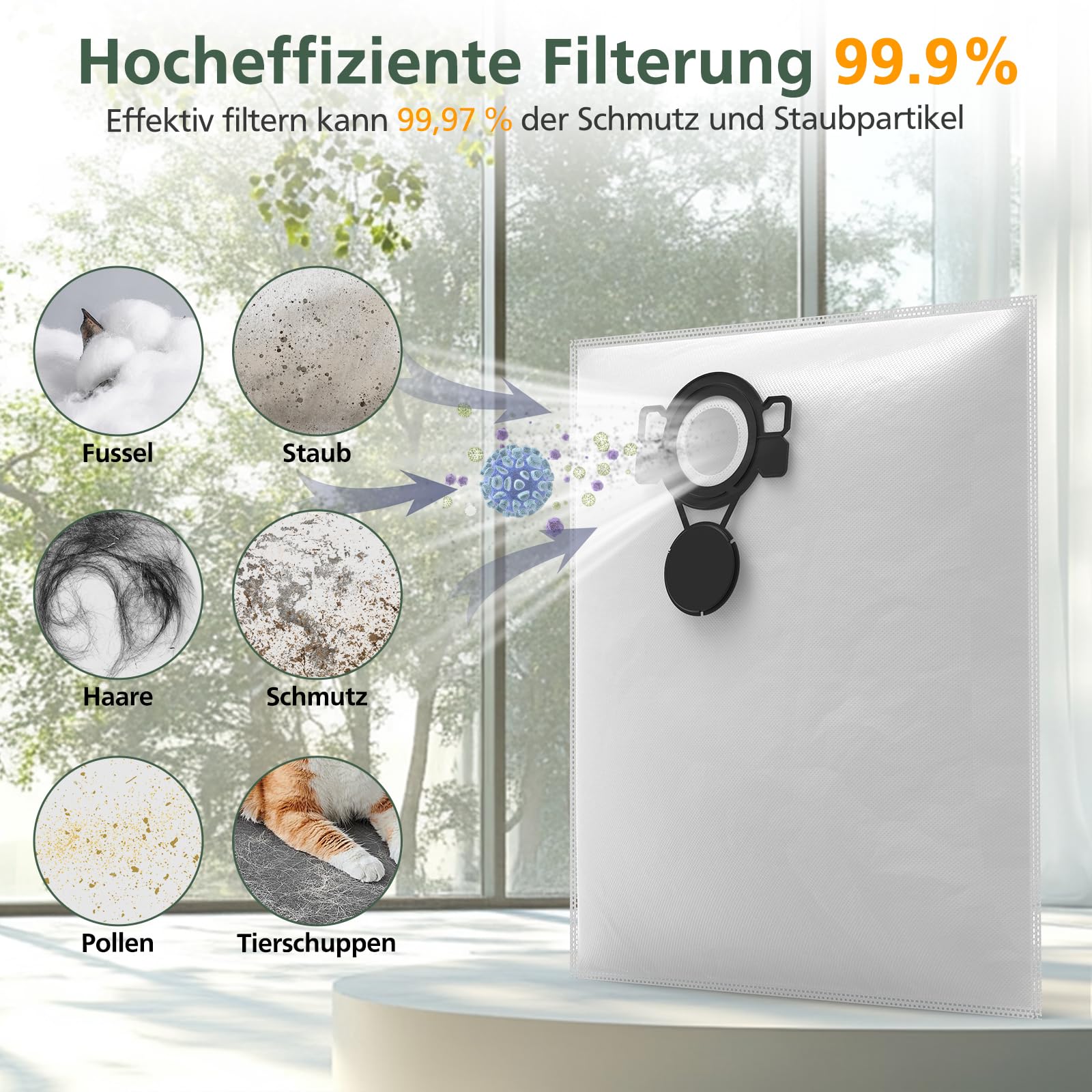 16 Stück Staubsaugerbeutel kompatibel mit MAKITA VC2512L VC2000L VC2010L (Packung mit 2)