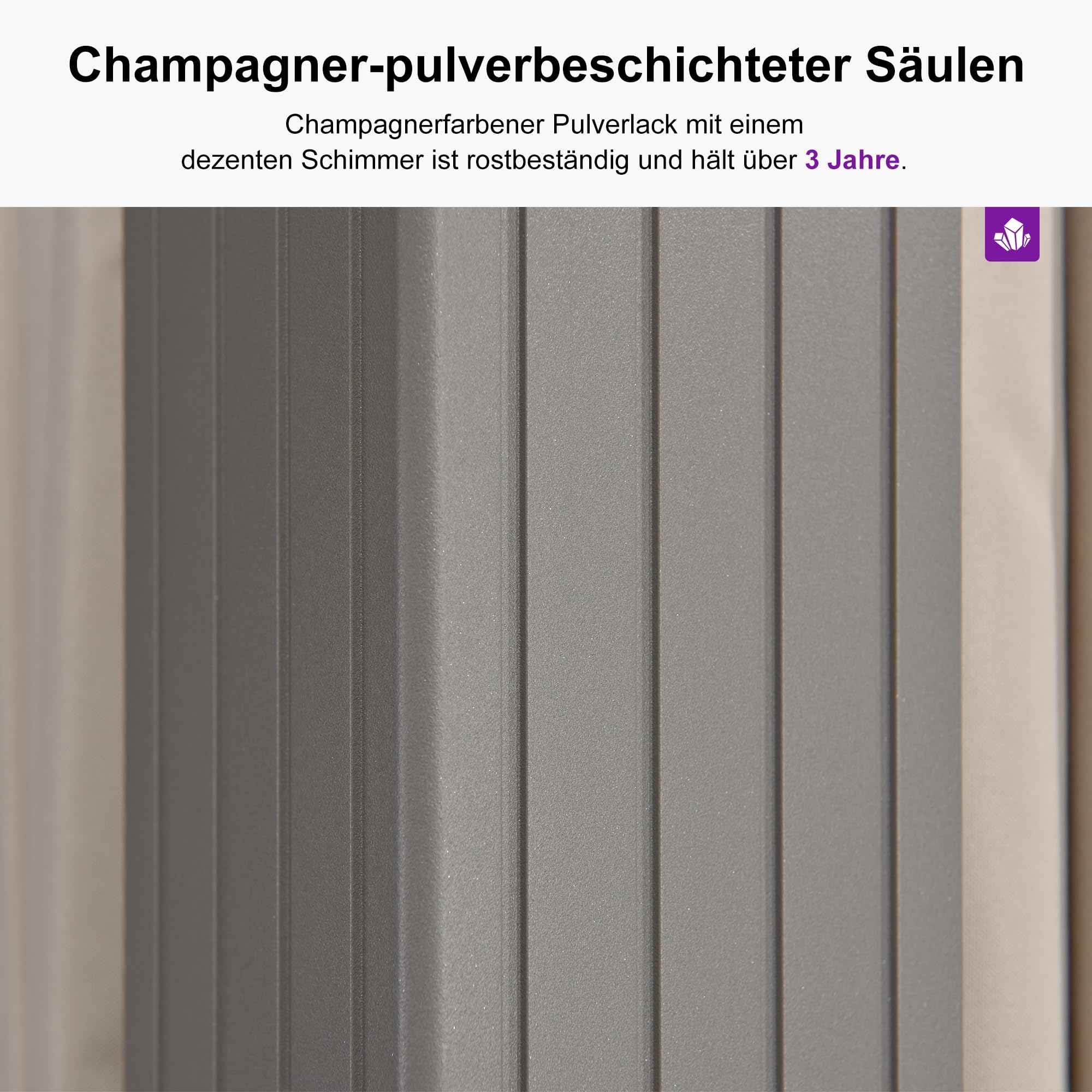 PURPLE LEAF Gartenpavillon 2.4 x 4.25 m mit Stahldach Doppeldach, Pavillon mit Flammhemmende Seitenwänden für Afternoon Tea im Freien im Garten, Champagner