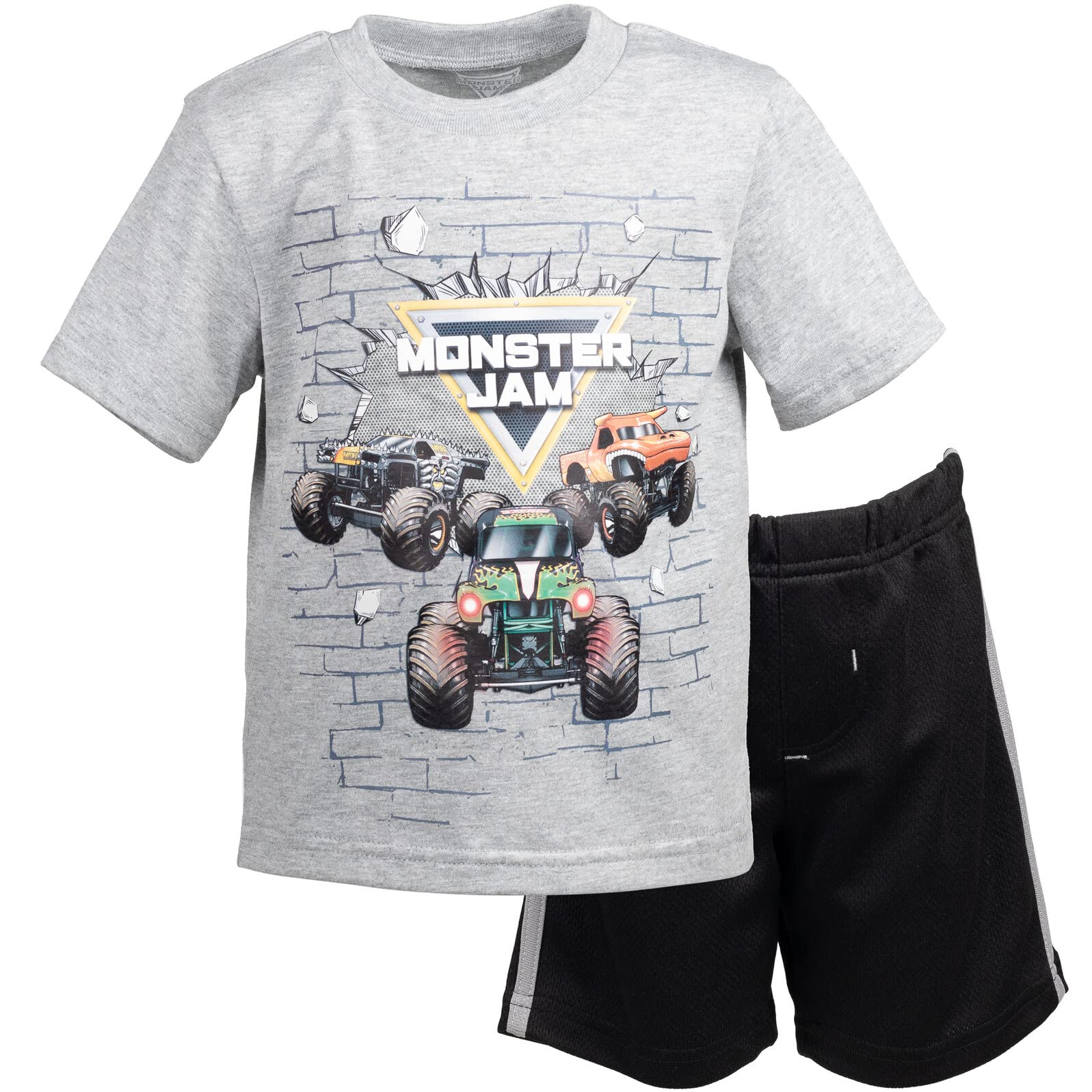 Monster Jam Trucks Performance Graphic T-Shirt & Mesh Shorts Set Mesh