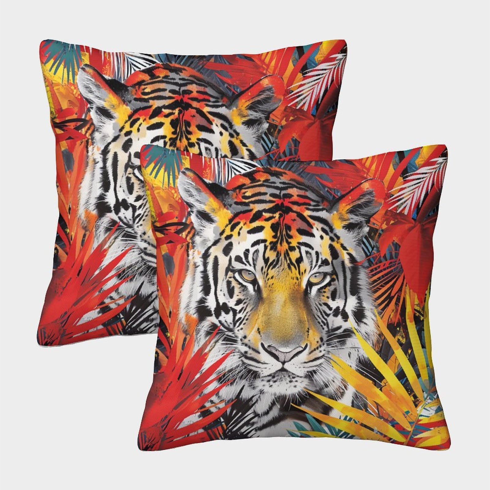 kaiyun 2 Pack Exotic 3D Animal Print Cushion Cover Pillow Cover Sofa Outdoor Decoration Square 45x45cm