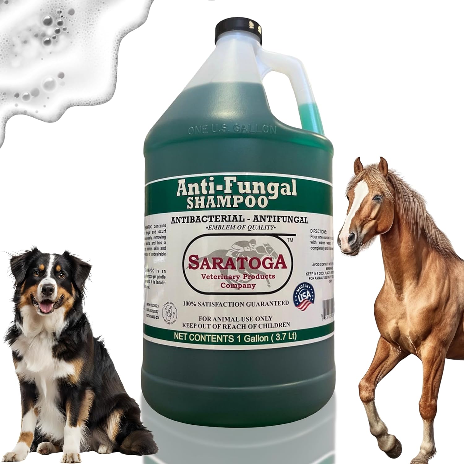 Saratoga Veterinary Product Antifungal Shampoo for Horses - Antibacterial Horse Shampoo and Conditioner - Effective Antifungal Horse Shampoo - Professional Quality Equine Care (1 Gallon)