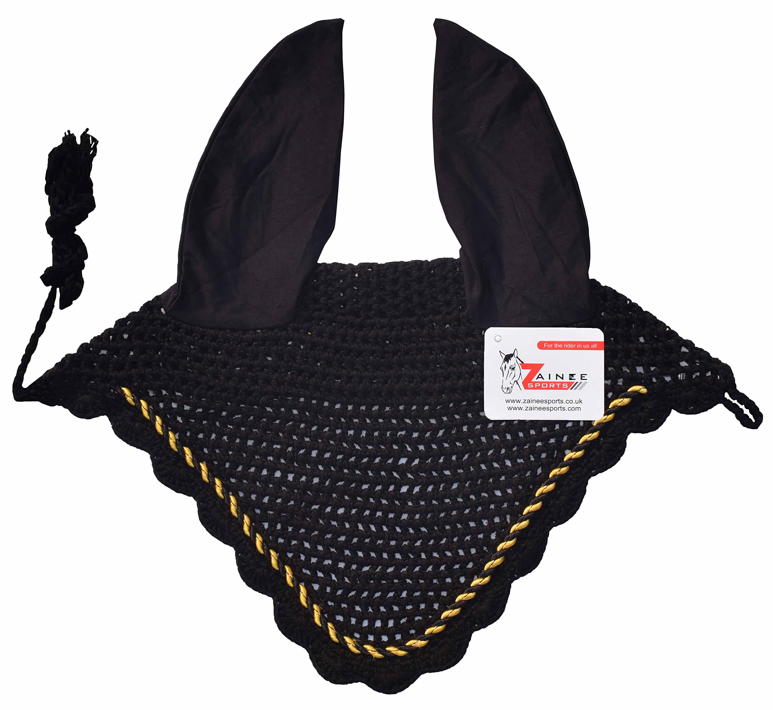 Close-up of the breathable crochet weave on the Zainee Sports fly bonnet.