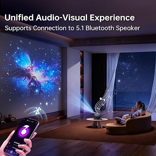 Vista 6 de Homelist Proyector de ayuda para dormir, luz nocturna para niños y adultos con ruido blanco y altavoz Bluetooth, 60 escenas, luz nocturna LED Galaxy