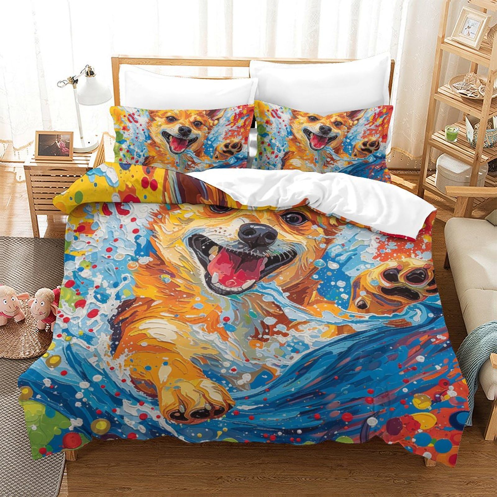 Parure de lit chien 3D 200x200 idéale pour la chambre d'un adolescent