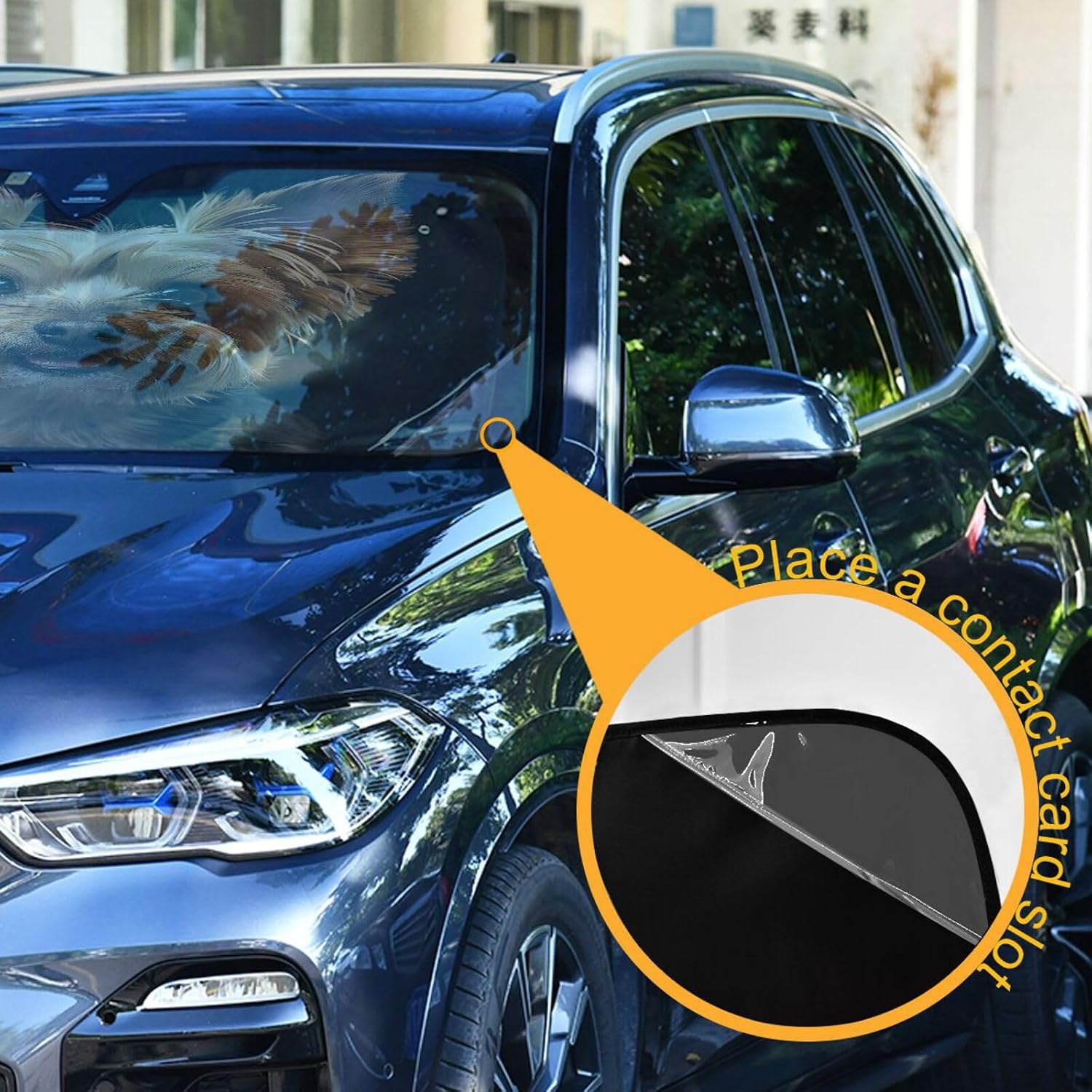 Car Windshield Sun Shade Cute Yorkie Dog Foldable Car Front Windshield Sunshade Blocks UV Rays Sun Visor Sun Heat Protection for Car Truck SUV to Keep Your Vehicle Cool,Small image 3
