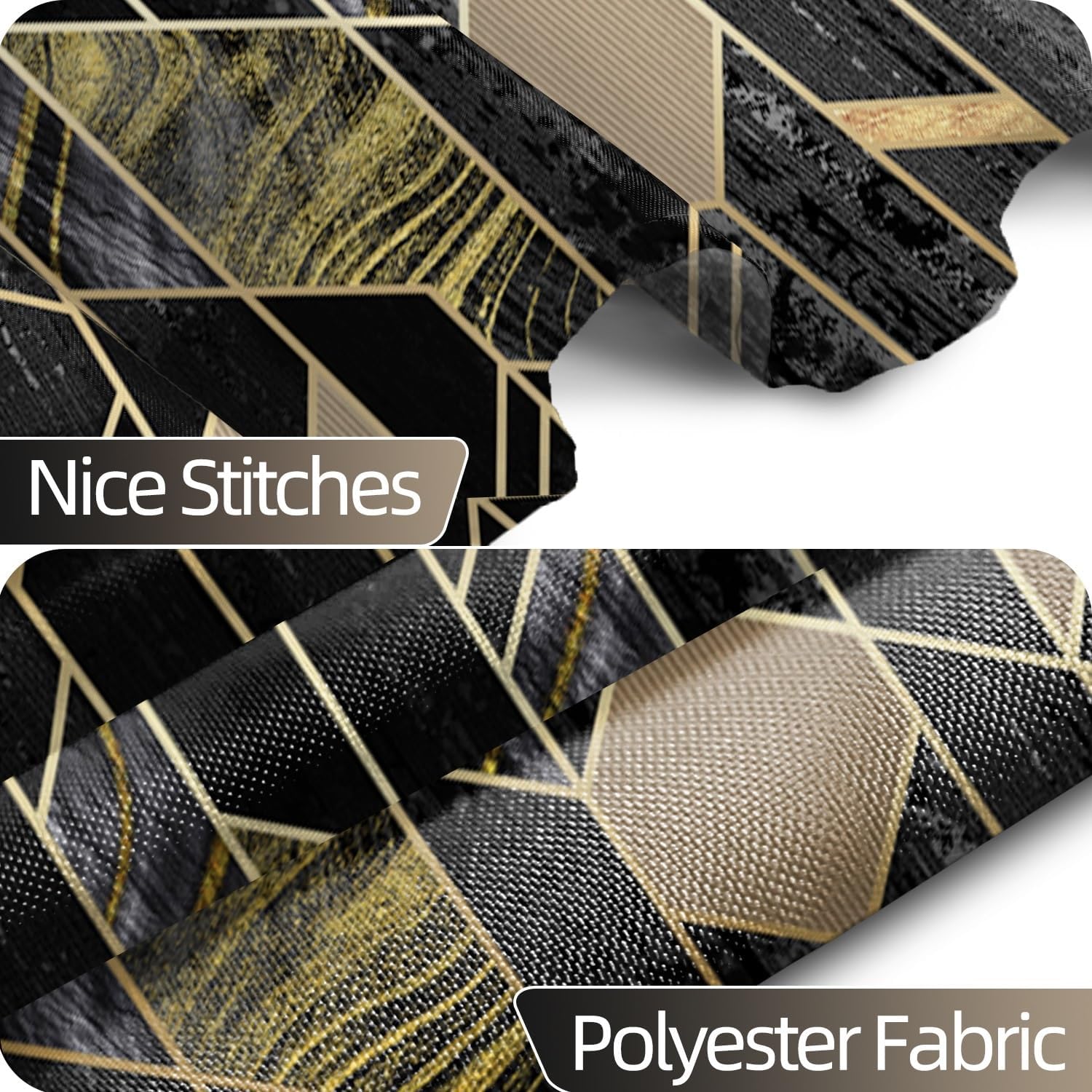 Black Marble Shower Curtain for Bathroom Abstract Gold Stripe Lines Fabric Shower Curtains Waterproof Modern 72x78inches Bathtub Shower Curtain Set with Hooks