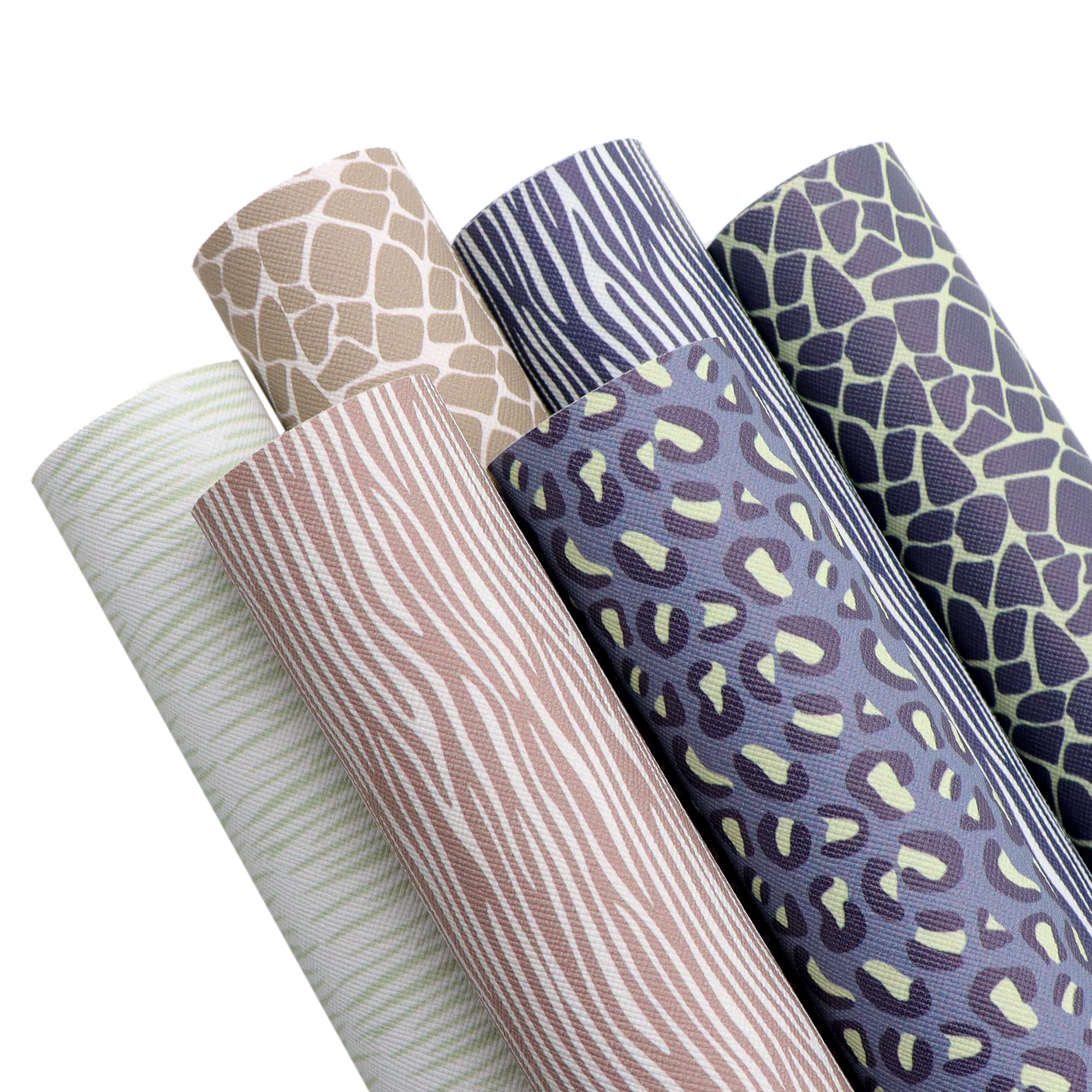 David accessoriesLeopard Stripe Pattern Printed Faux Leather Sheets7.7" x 12.9"(20cm x 33cm) 6Pcs Bump Texture Faux Leather Sheets for DIY Craft Making (Leopard Pattern B)